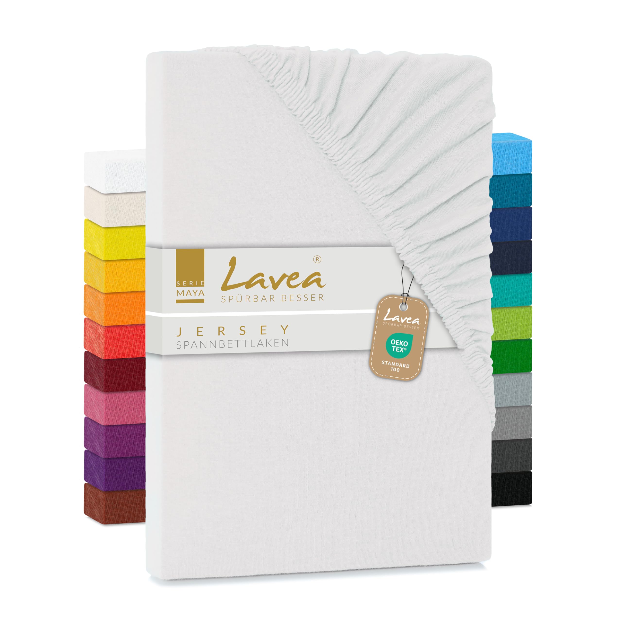 Lavea White Jersey Fitted Sheet, Maya Series, 100% Cotton, Finish, With Elastic Band, Oekotex100 Certified