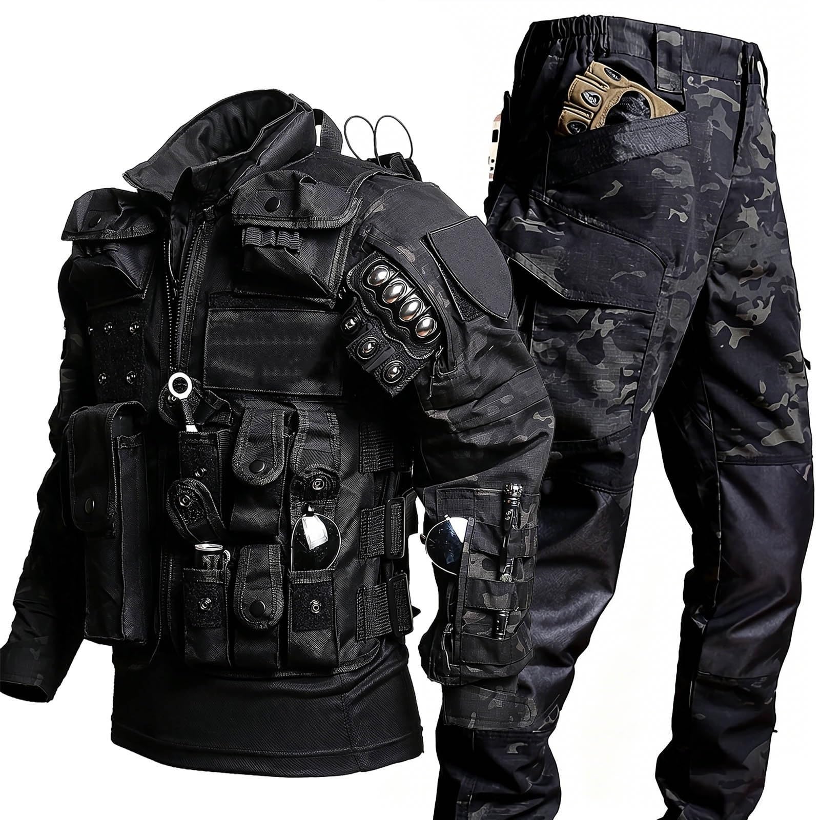 Taktischer Herren-Anzug, Militär-Kampfhemd und -Hose, Strapazierfähige Airsoft-Ausrüstung für Airsoft, Paintball, Jagd und Outdoor-Aktivitäten