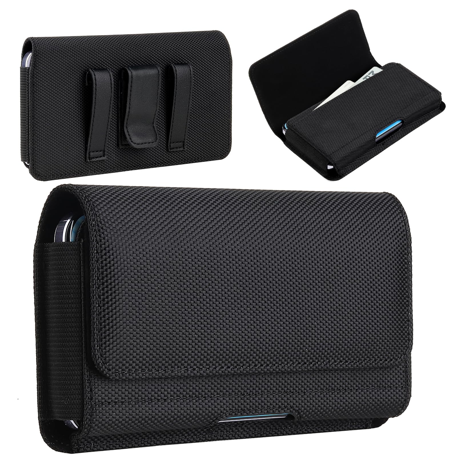 Étui de ceinture universel pour téléphone portable iPhone 17 16 15 14 13 12 11 Pro, XR, 6,1", fermeture magnétique, avec porte-cartes d'identité, portefeuille, étui de protection universel pour