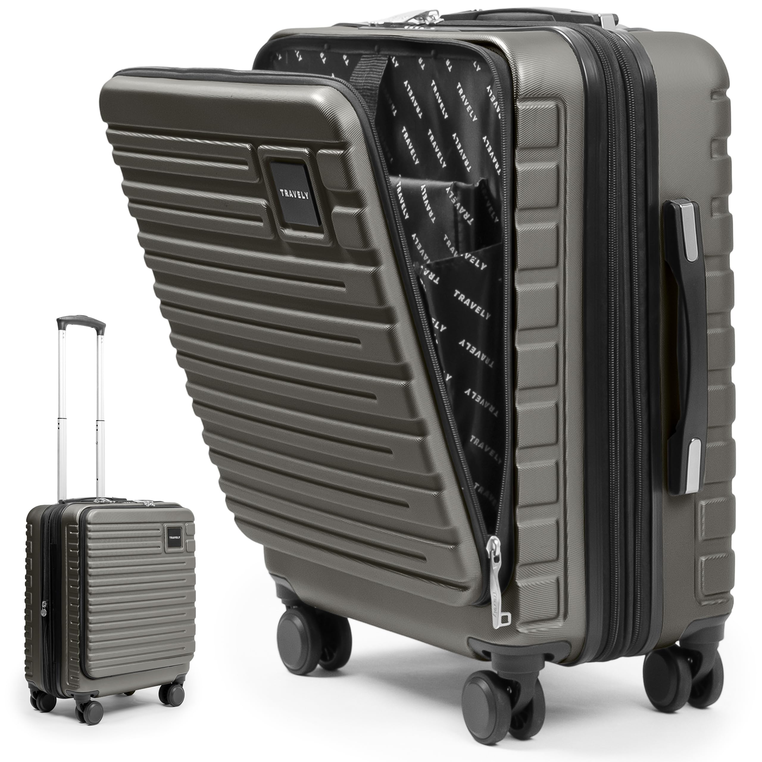 Travely Premium Handgepäck 55x40x23cm erweiterbar, passend für Lufthansa, Eurowings und co. I 41L - 50L Handgepäck mit sanften Rollen und praktischem TSA Schloss, Reise