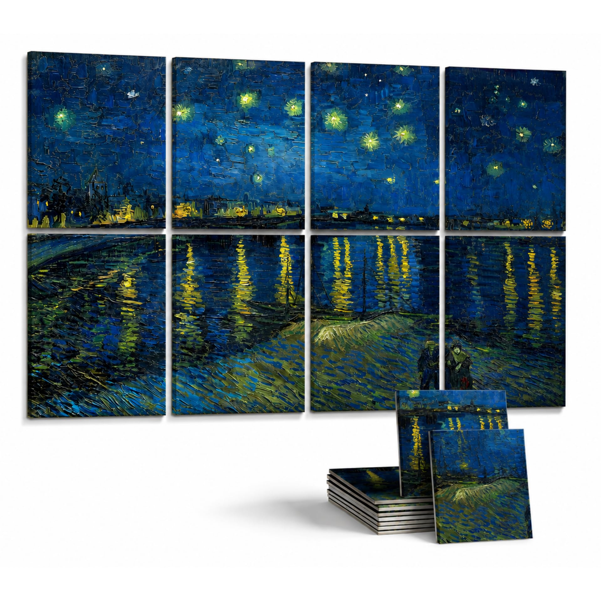Timber Acoustics® Acoustic Art Wall Panels for Home, PET Felt Sound Absorbing & Noise Reduction Panels for Wall, Decorative Acoustic Panels for Home, 48”x32” (Starry Night, Set of 8)