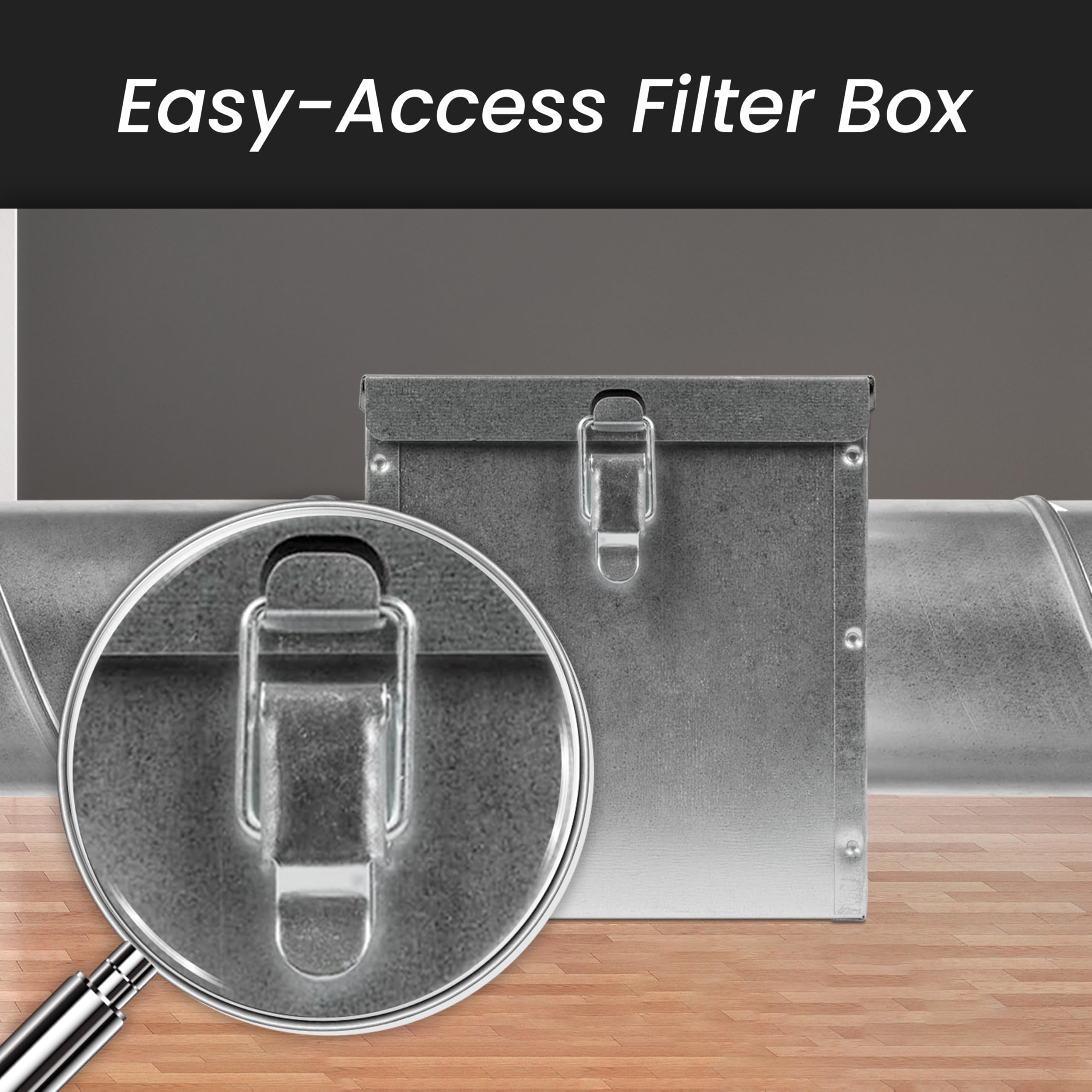 Caja de filtro de conducto de 4 pulgadas – Filtros de acero galvanizado en línea – Conexiones de conducto redondas con juntas de goma – Trampa de pelusa fácil de reparar