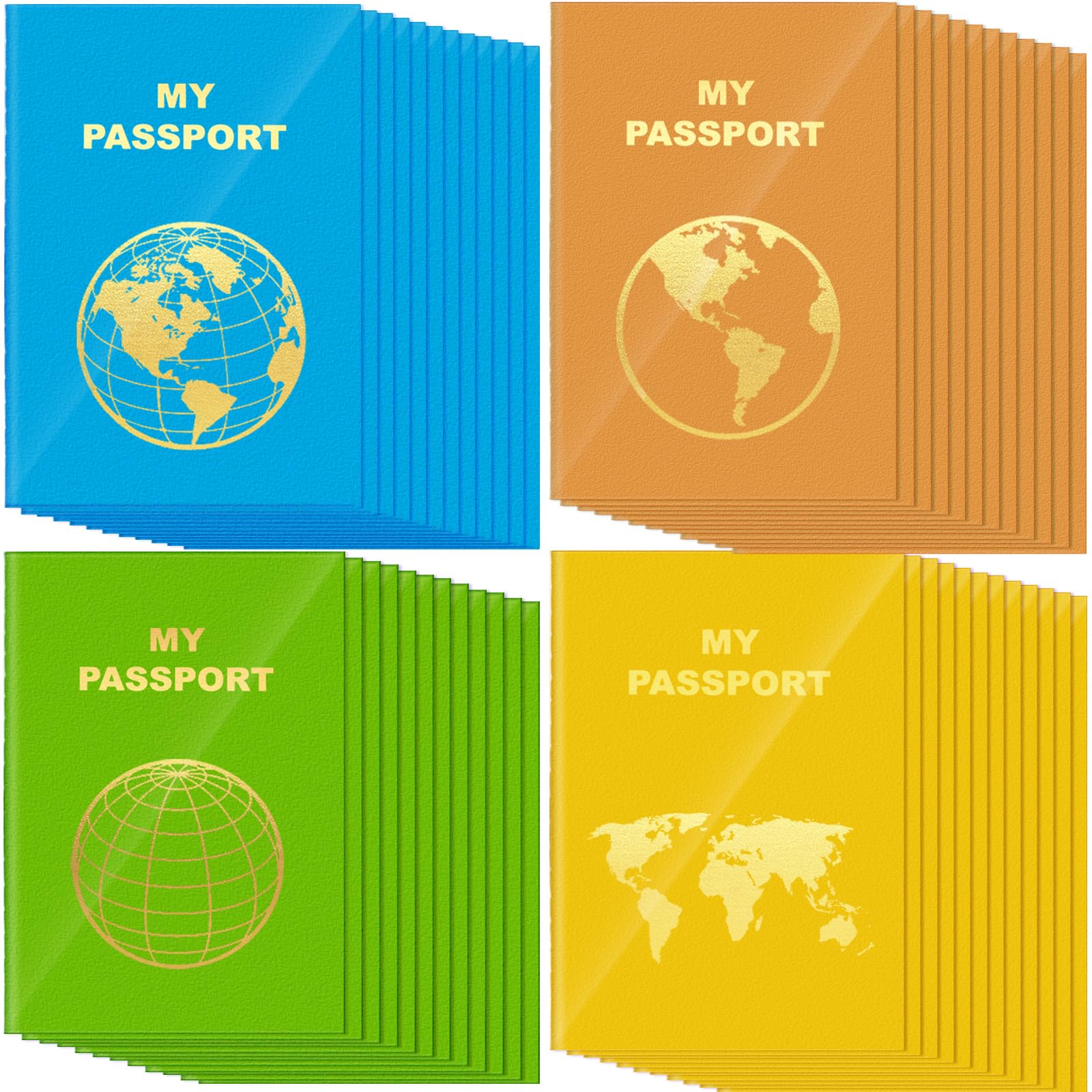 Lincia 48 Piezas Cuadernos de Pasaporte en Blanco Libro de Pasaporte Falso Diario de Viaje Libro a Granel para Colorear Proyectos de Decoración de Actividades de Viaje en Avión (Color Brillante)
