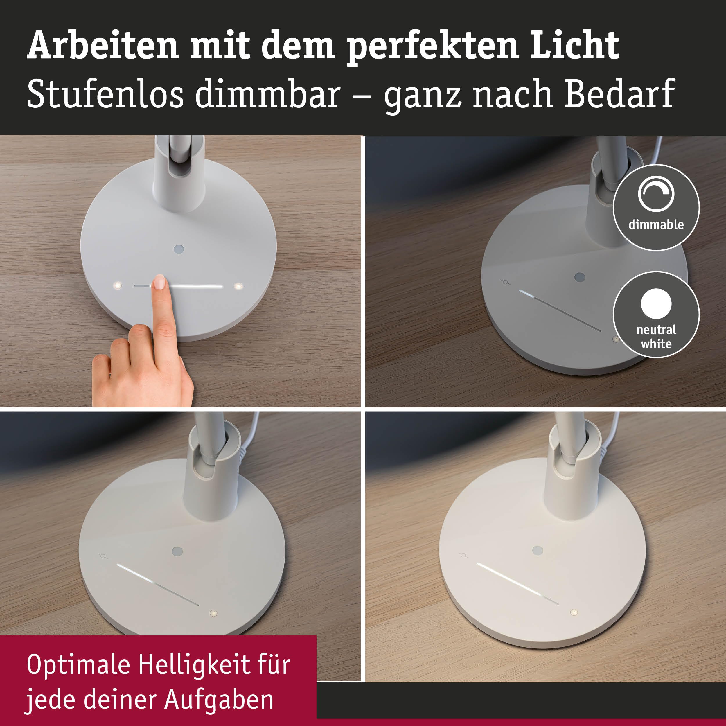 Paulmann 78016 LED Schreibtischleuchte Darba 4000K 1150lm 15W Weiß matt