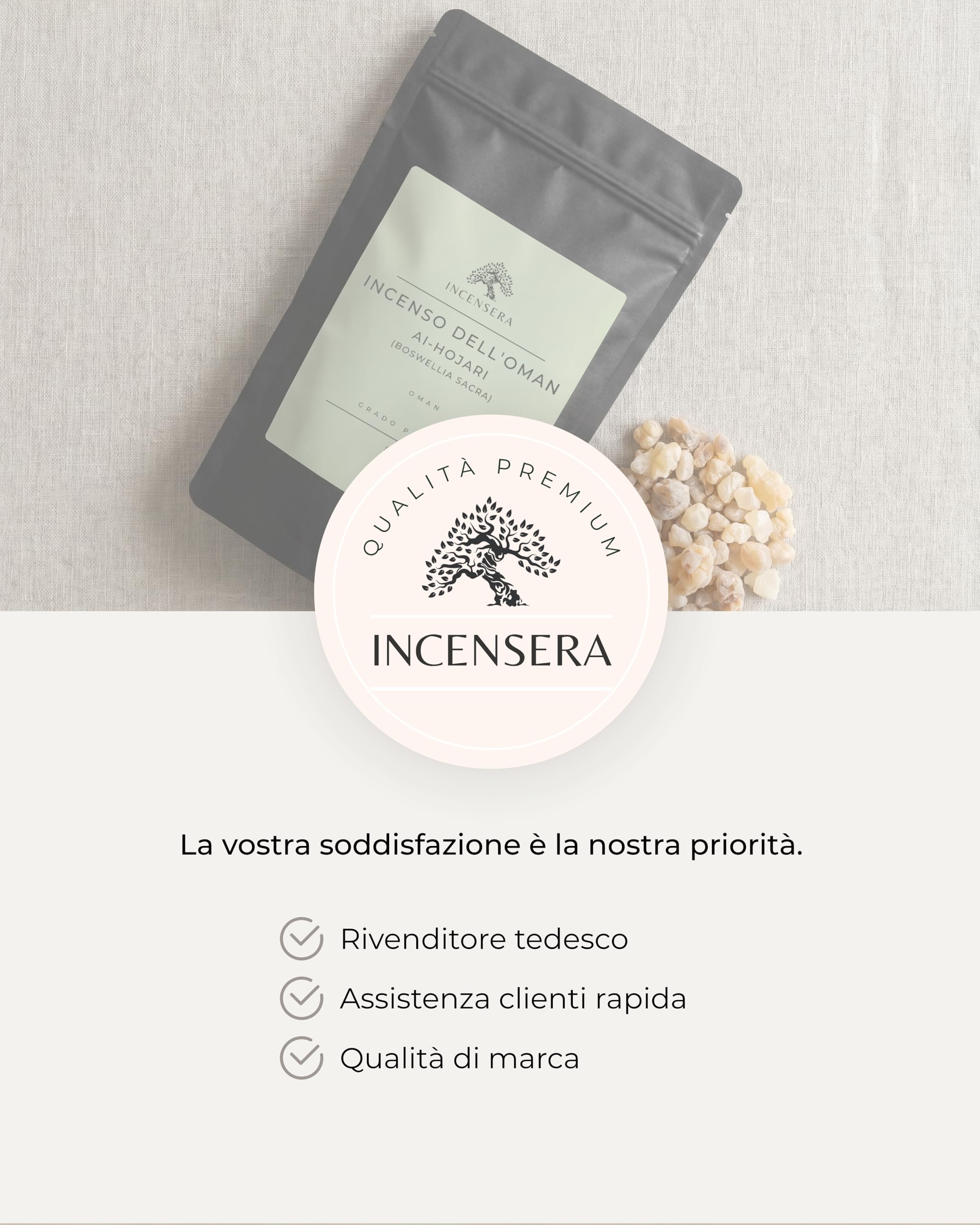 Incensera Incenso in Grani Naturale 250 g, Boswellia Sacra dall'Oman
