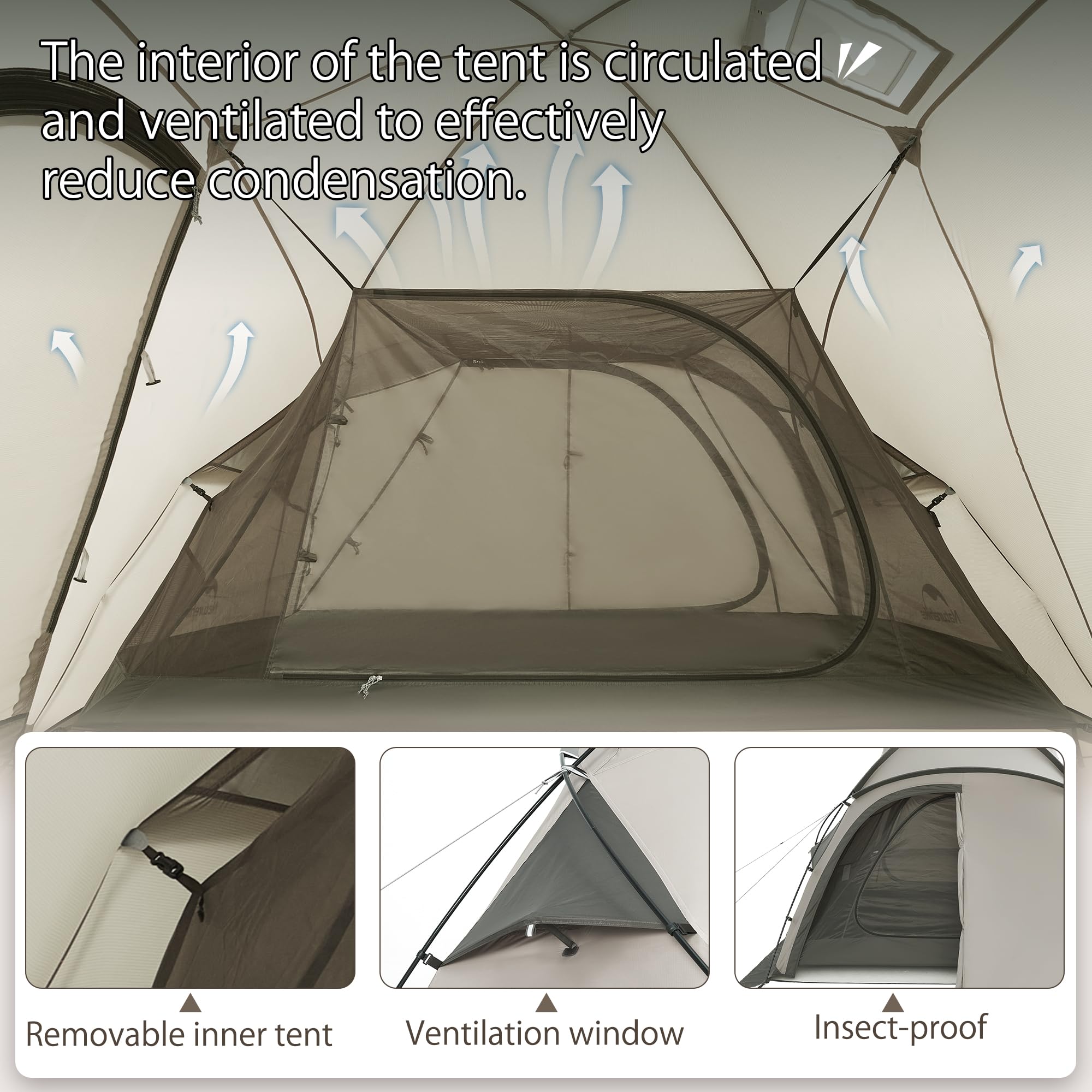 Naturehike Tenda da Campeggio a Tunnel Familiare Impermeabile per 2-4 Persone Circa 7,5㎡ & 15㎡ con Telone per Campeggio, Escursionismo, Viaggi in Auto e Altre Attività All'aperto