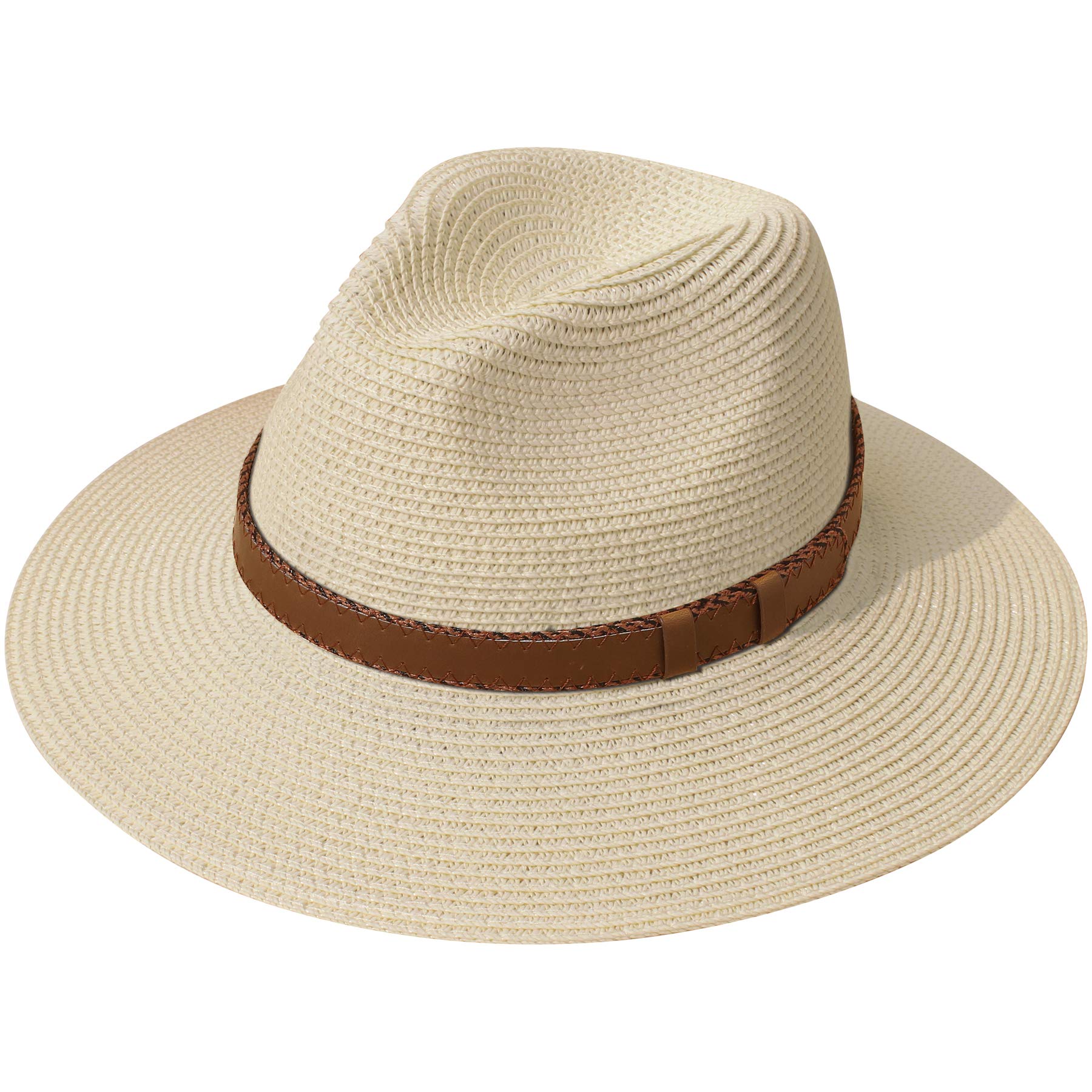 Lanzom Women Wide Brim Straw Panama 