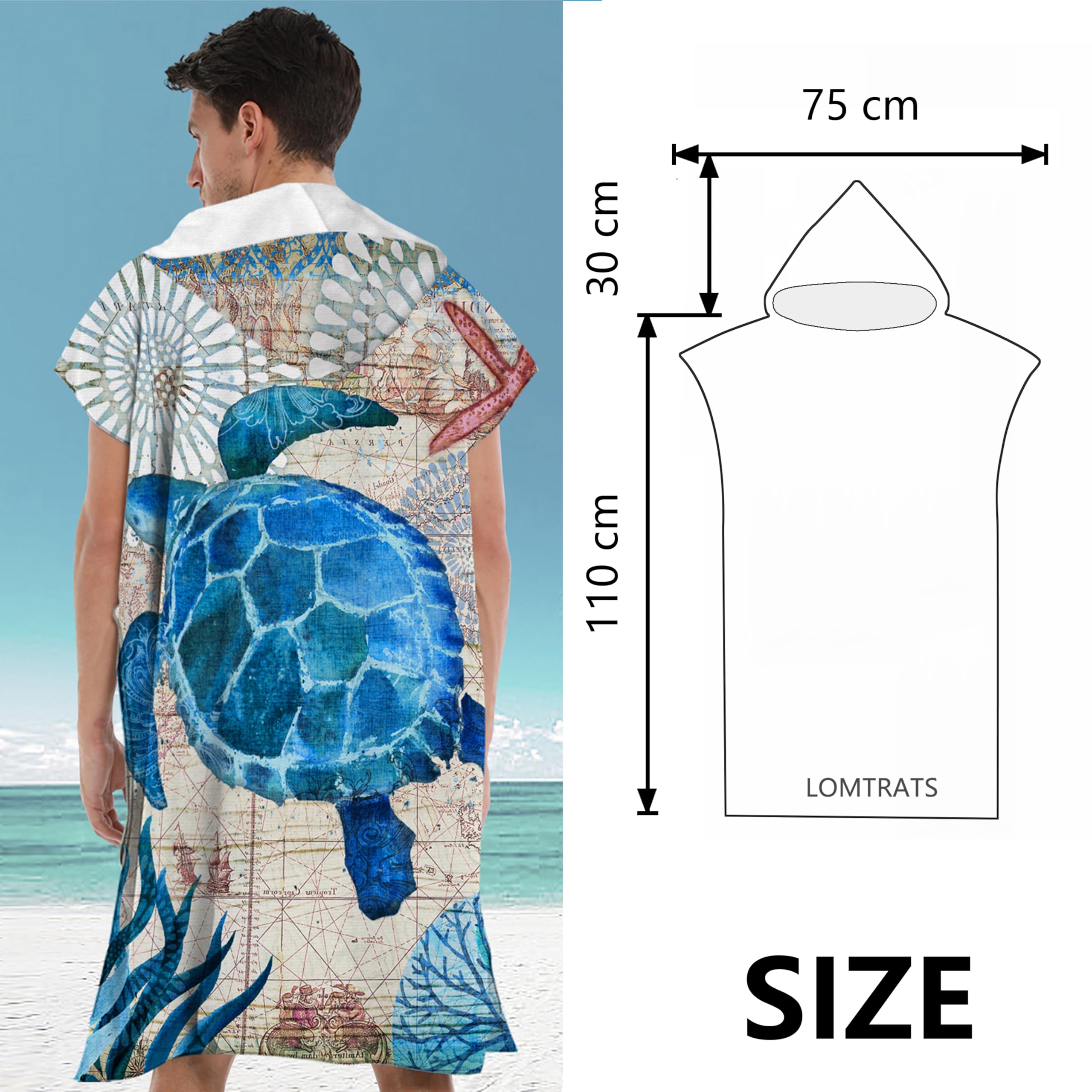 LOMTRATS Quick-drying Surf Poncho, Changing Towel, Bathrobe - Image 3