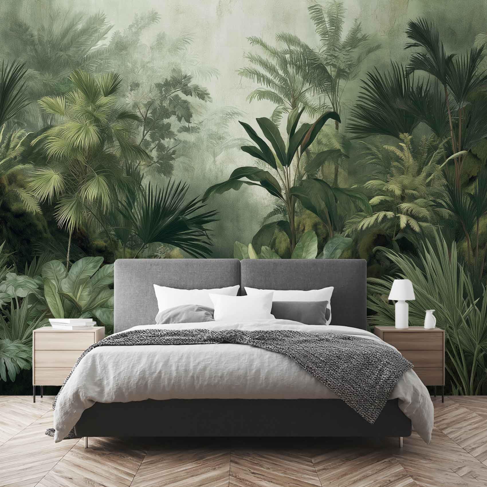 Générique Papier Peint Intissé Forêt Tropicale Humide, Fresque Murale Feuilles Plante Jungle, Papier Peint Panoramique – Pour Salon, Chambre, Bureau – 350 x 245 cm – Décoration Murale(non adhésif)
