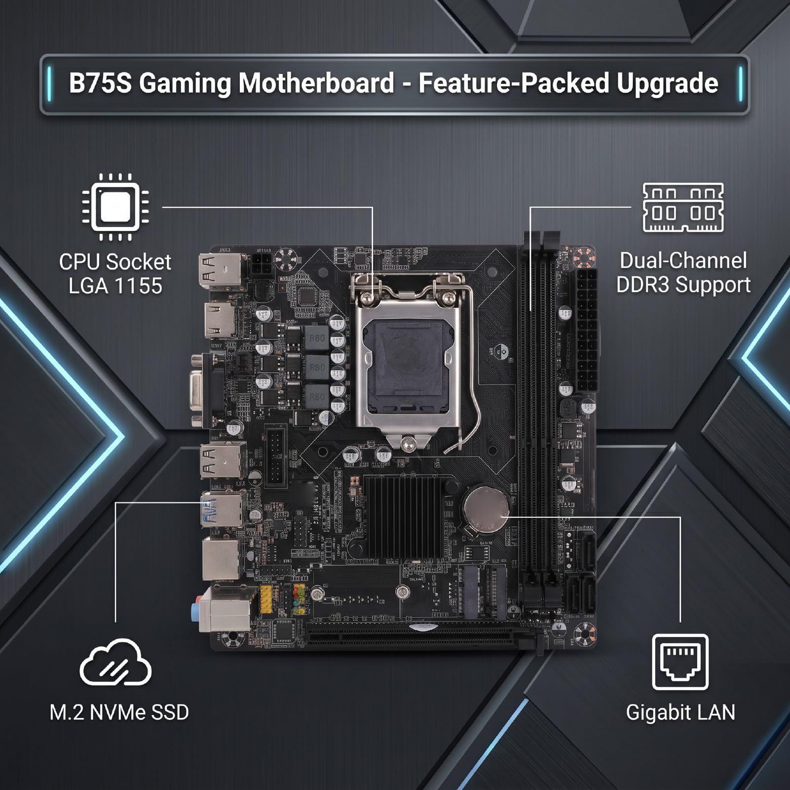 Tangxi B75S Gaming-Motherboard LGA 1155, ITX DDR3 mit M.2 NVMe-Unterstützung