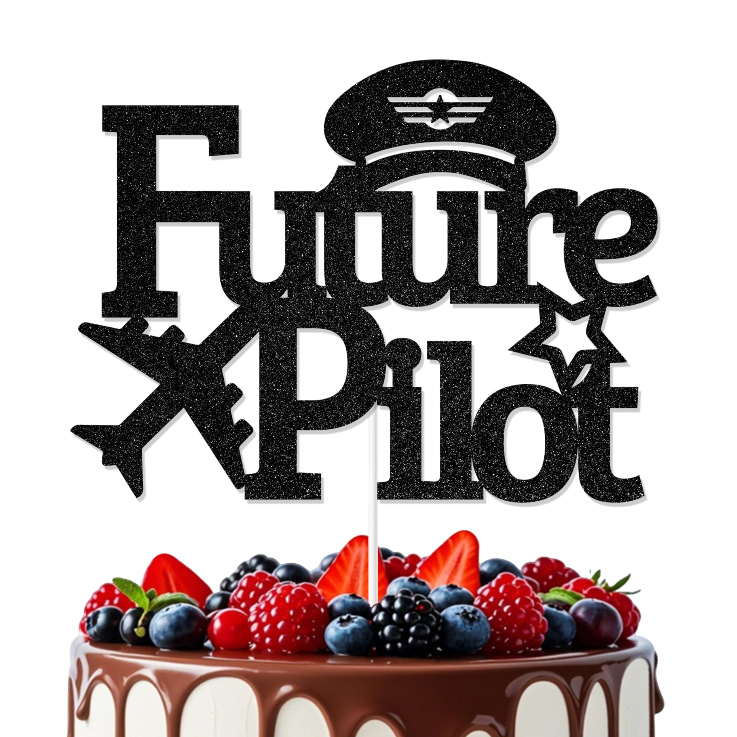 Aumccxz Future Pilot Cake Topper Congrats Pilot Graduation Decorations Class of 2026 Air Force Academy College Graduation Party Sign Black