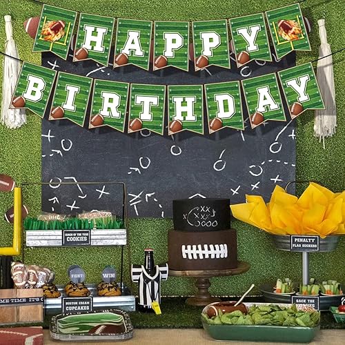 Miniatura 3 de Paquete de 39 decoraciones de fiesta de cumpleaños de fútbol, suministros de fiesta del Super Bowl, el juego incluye pancarta de cumpleaños de
