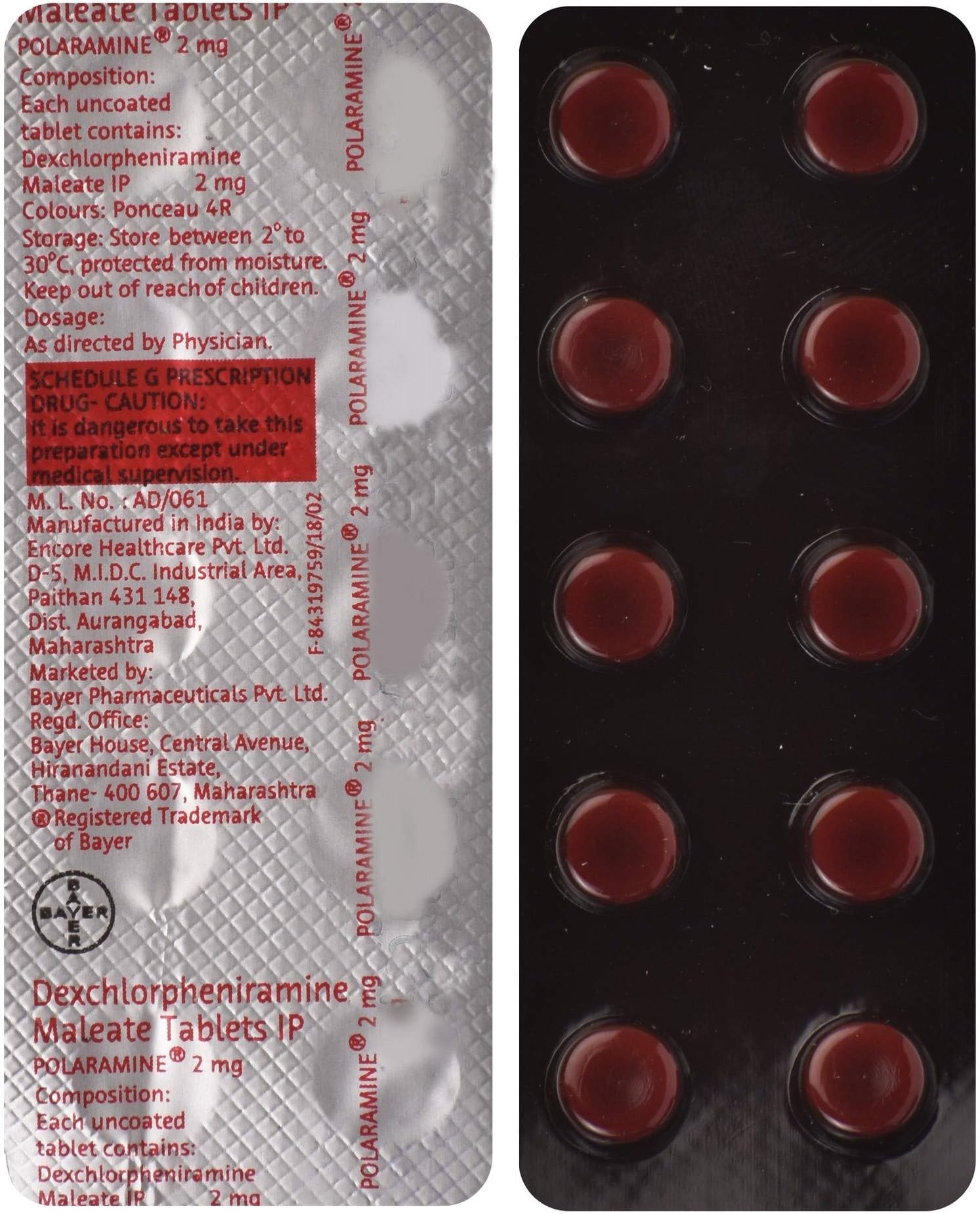 Polaramine 2mg - Strip of 10 Tablets