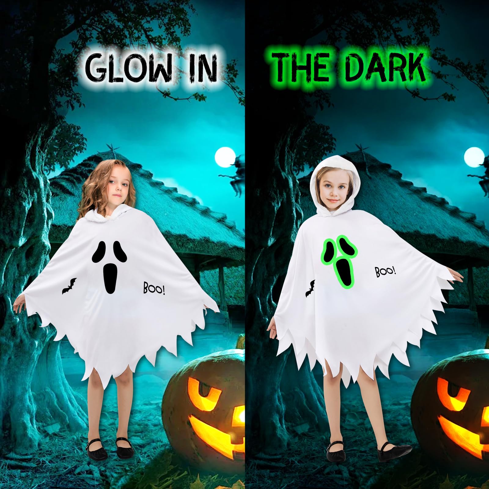 NebulaGlam Ghost Costume for Kids Halloween Ghost Costume for Kids Halloween Costume Kids for Cosplay (White) - Image 2