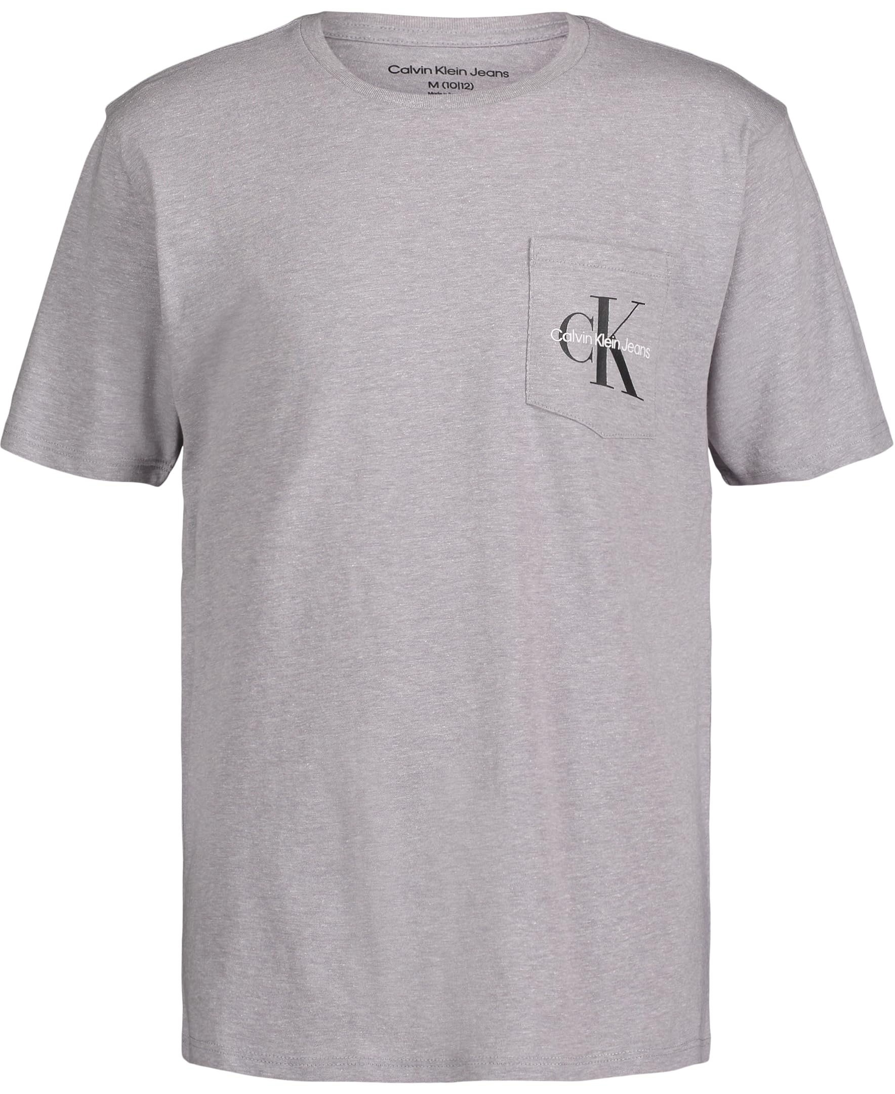 Calvin Klein Boys' Short Sleeve Pocket Logo Crew Neck T-Shirt, Soft, Comfortable, Relaxed Fit