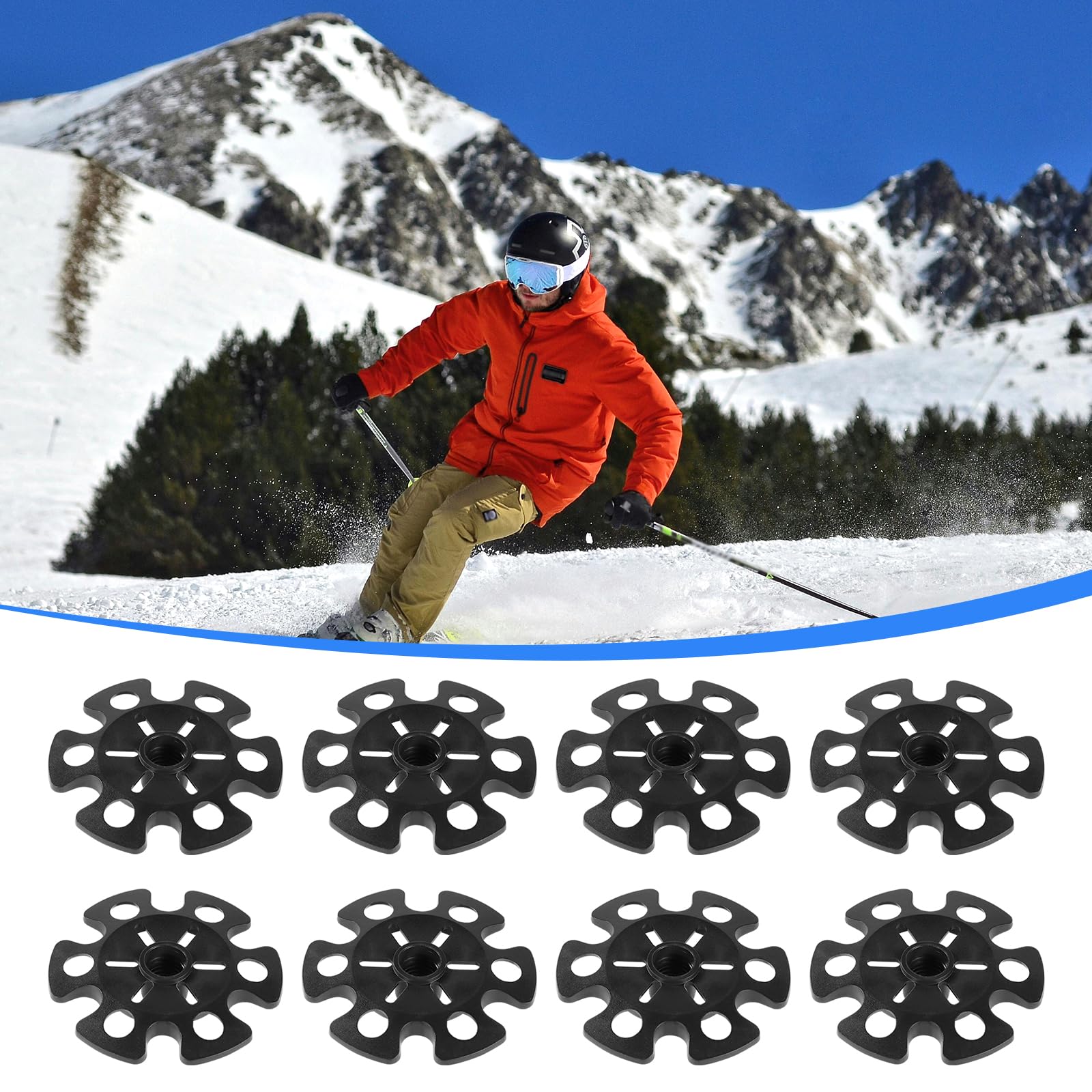 Gosknor 8pcs Paniers à Neige pour Bâtons de Randonnée, Panier pour Bâtons de Ski, Noir, Classique, Sports d'hiver