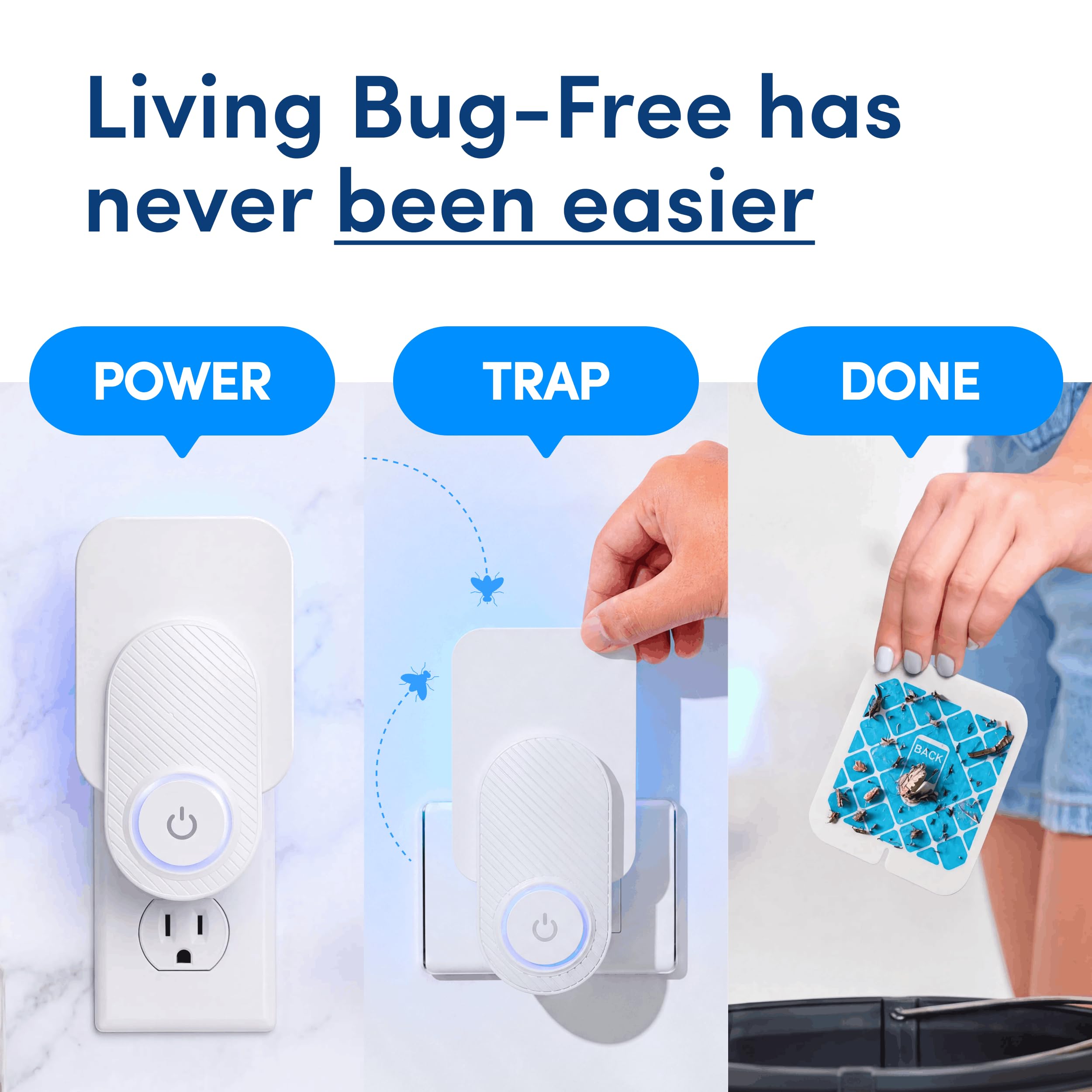 Shieldeck Trampa inteligente para insectos voladores UV para interiores (1 dispositivo + 5 almohadillas de pegamento) – Trampas para mosquitos para casa interior, trampa para moscas interiores, luz de