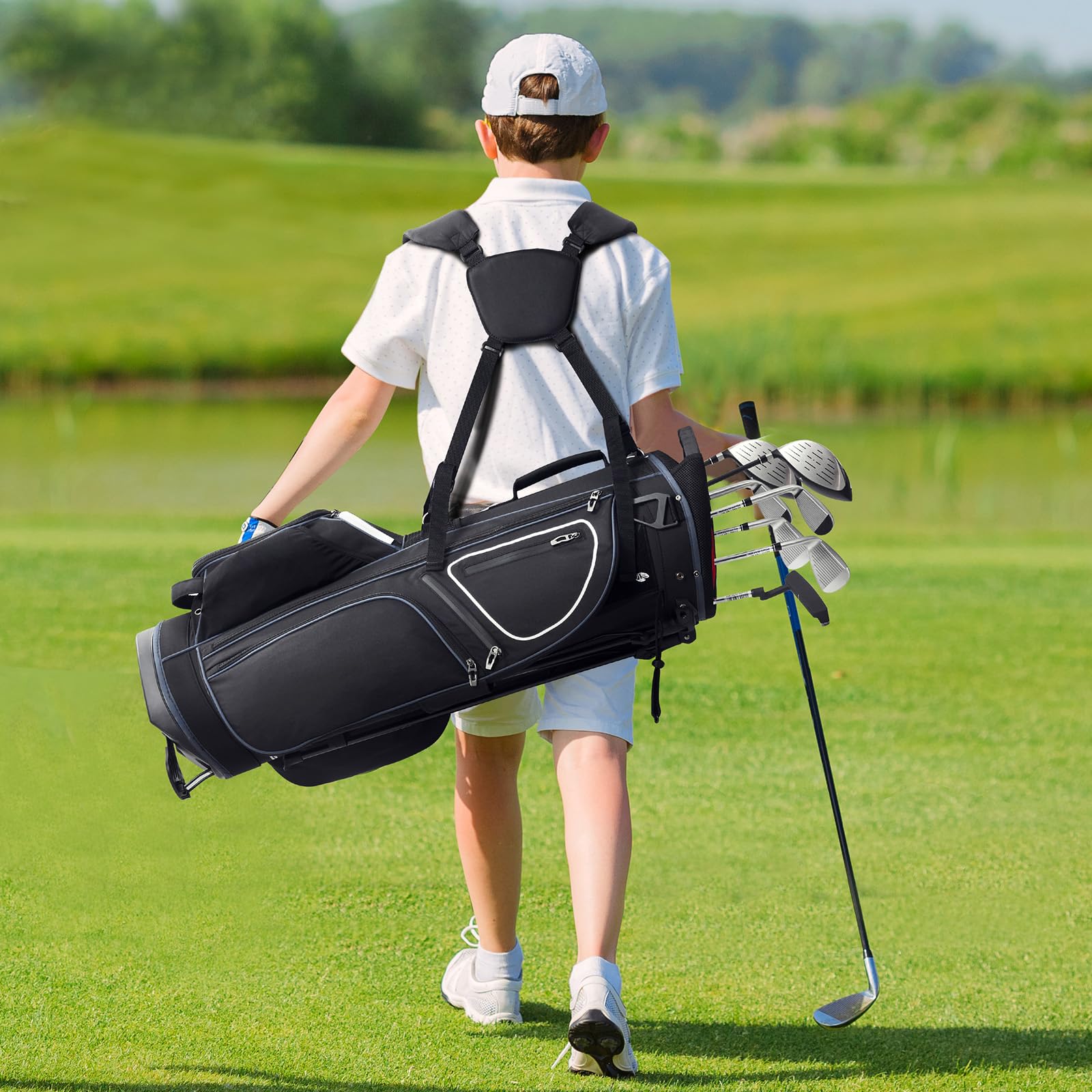 VEVOR Golfwagentasche mit 14-Wege-Organizer-Trennwand, Premium-Wagentasche mit Ständer, langlebige Golftaschen mit Griffen und Staubschutz und abnehmbarem Doppelgurt für Männer und Frauen