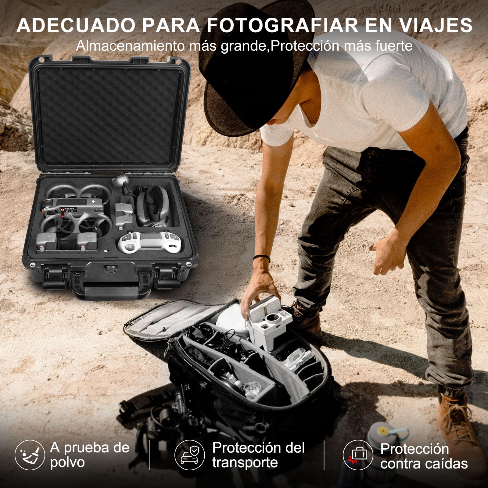 LEKUFEE Estuche Rígido Impermeable para Dron dji Avata 2,Combo Fly More,dji Goggles 3(No para Goggles N3),RC Motion 3,Control Remoto FPV 3 y más Accesorios (Solo Maleta)