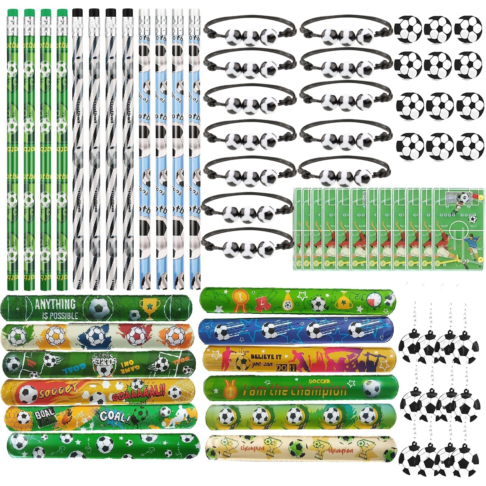 iuiiaii 72 Pcs Football Party Bags Fillers Set, Soccer Boys Party Bag Fillers Football Stationery