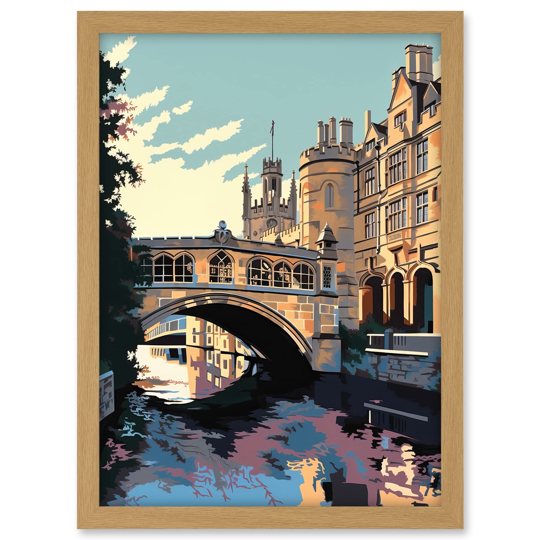 Artery8 Bridge of Sighs Cambridge University on Cam River Artwork Framed A3 Wall Art Print