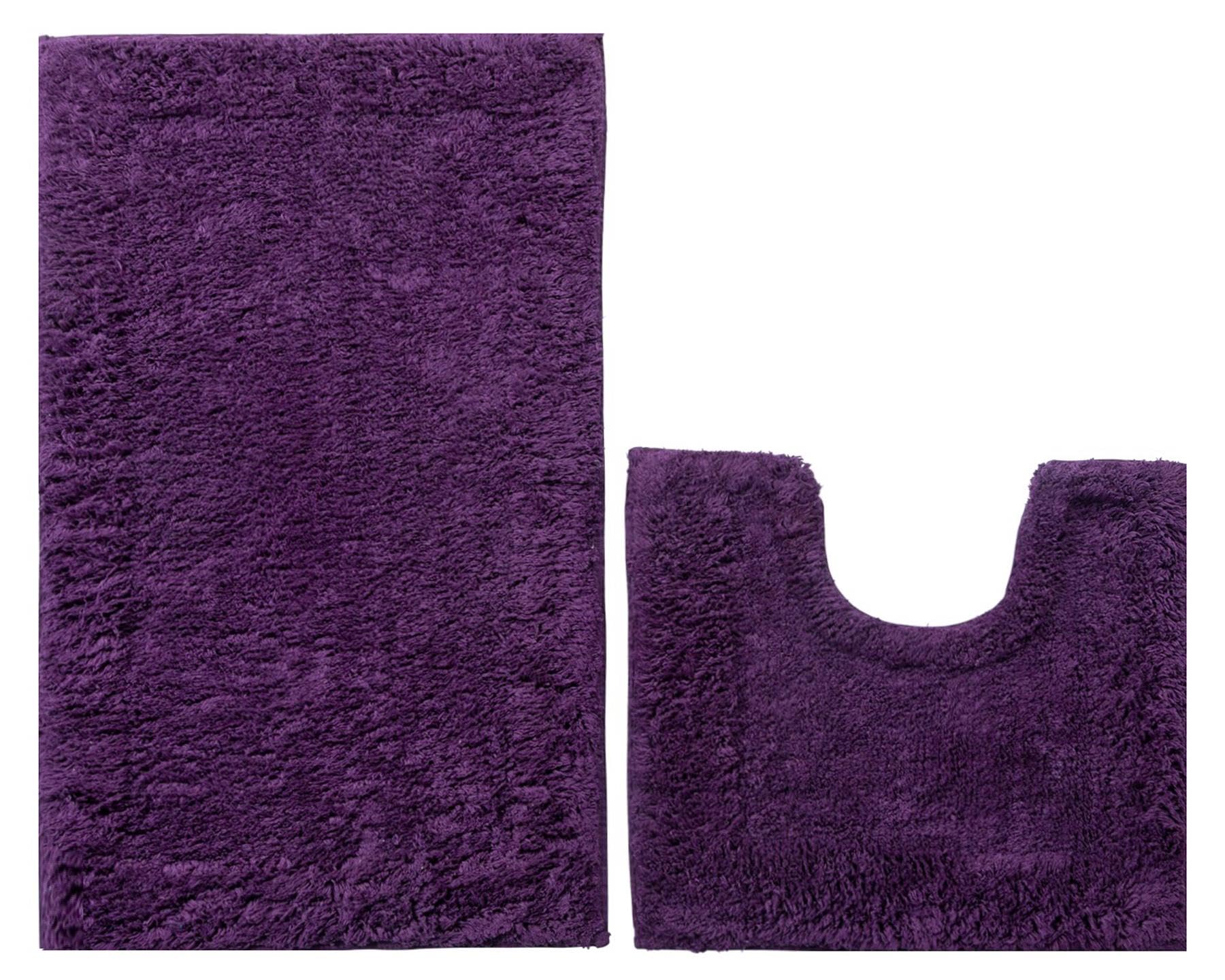 Adore Home 2 Piece 100% Cotton Bath Mat & Pedestal Set, Purple