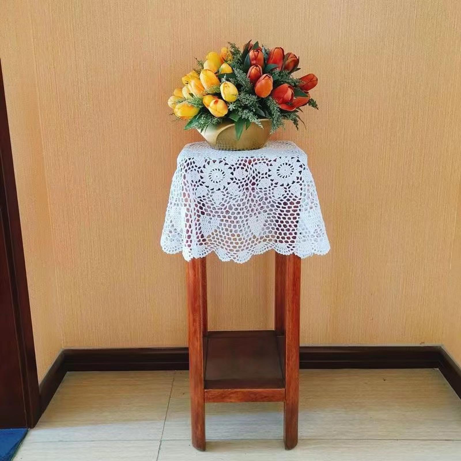 Runde handgefertigte Tischdecke mit Blumen, gehäkelt, für Küche, Kaffee, Tee, Party, Heimdekoration, 160 cm, Beige