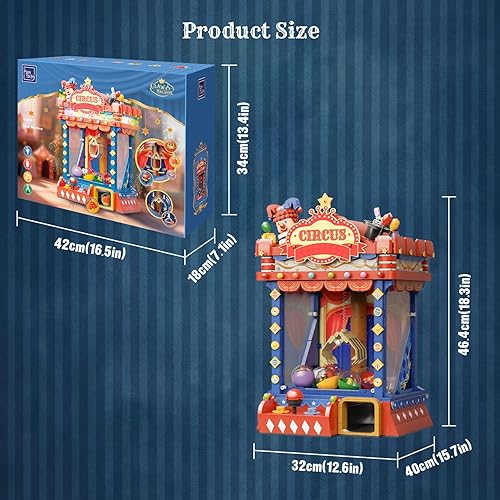 Miniatura 7 de PANTASY Kit de construcción de máquina de garra de circo retro, modelo de bloque de máquina de arcada estilo arcade con luces y música, juego de