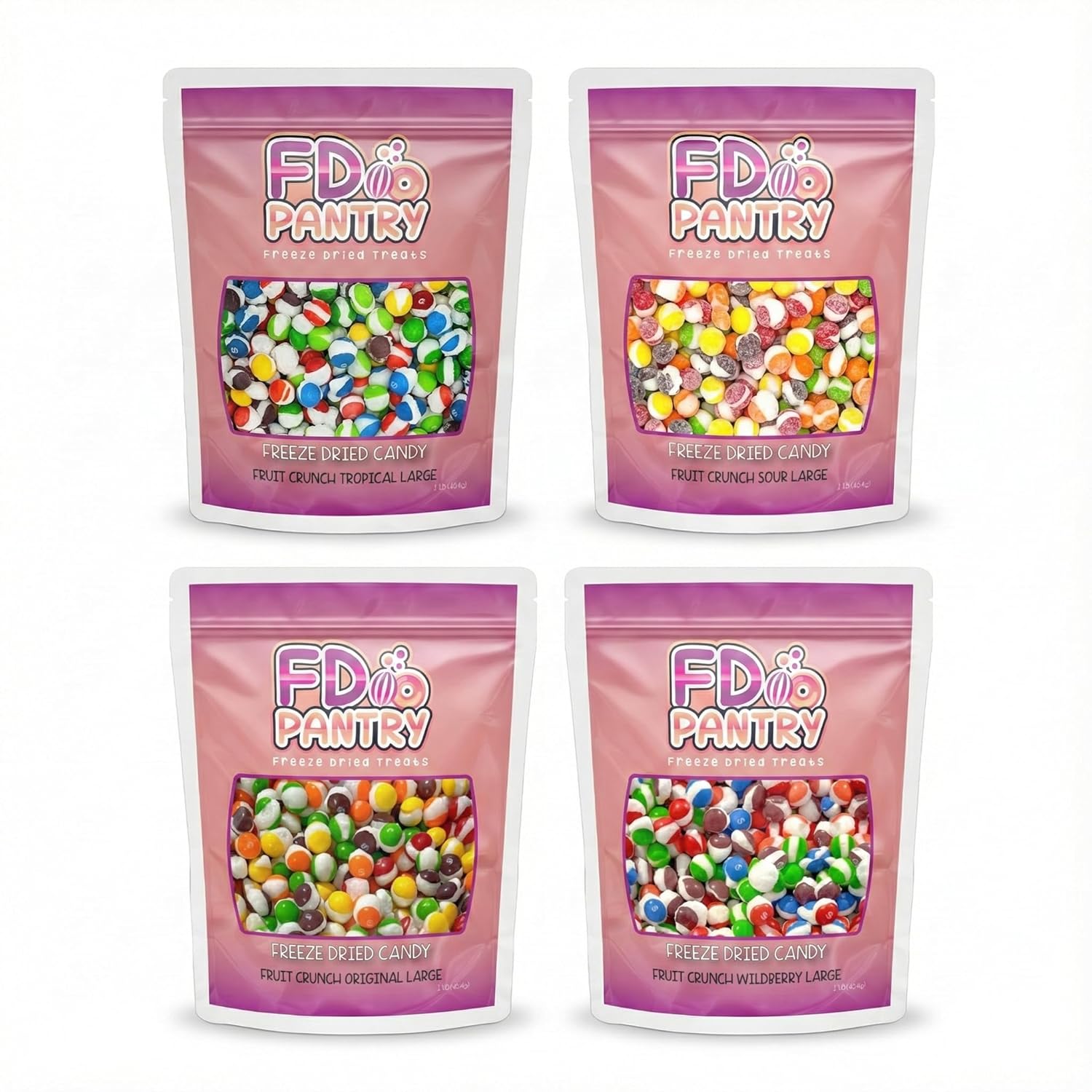 Freeze Dried Candy Variety Pack, Fruit Crunch, 10 oz (4 Pack), Original, Wildberry, Sour, Tropical, Assorted Combo, Gift Bag