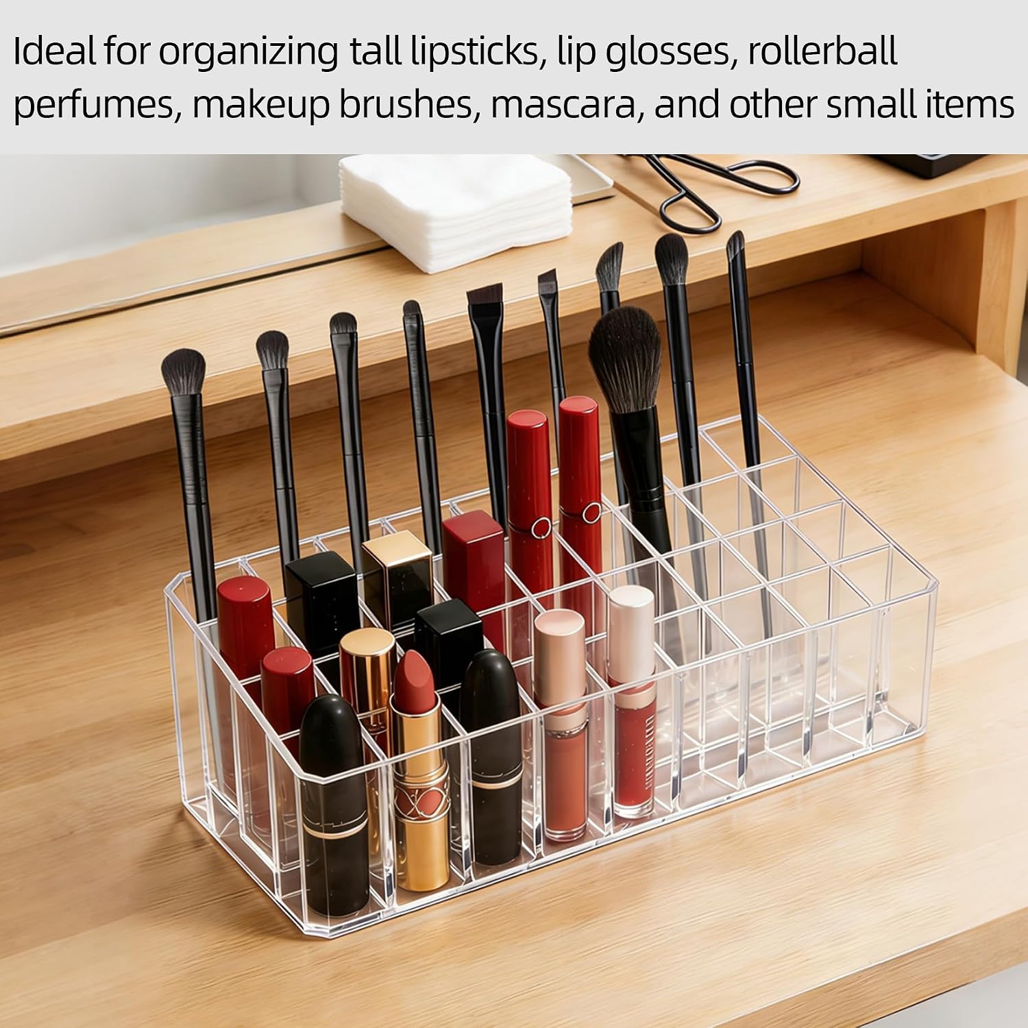 Rollerball Perfume Organizer, 36 Spaces Acrylic Fragrance Organizer, Lipstick Holder Lipgloss Holder, Clear