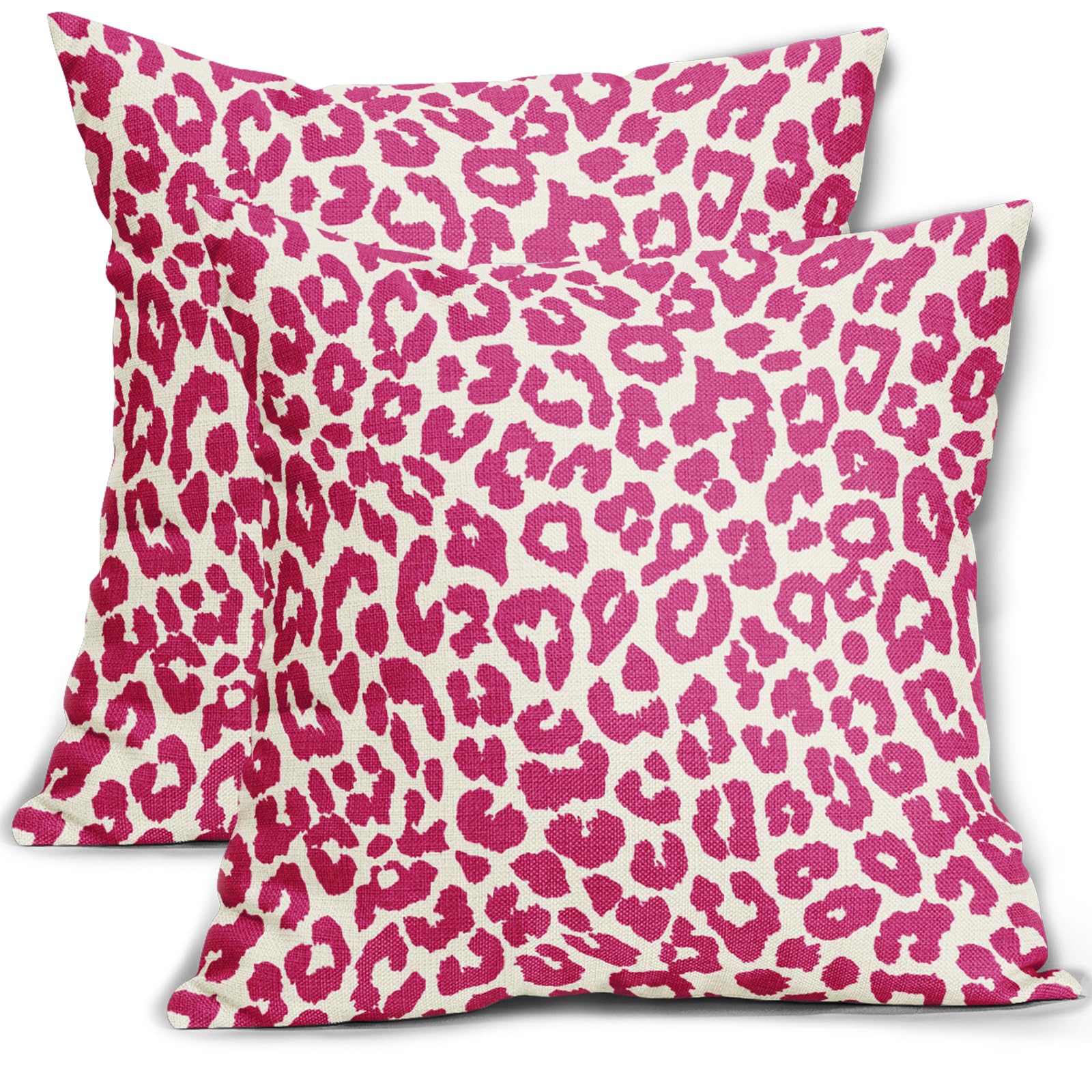Aytipun Hot Pink Leopard Print Pillow Covers 24x24 Set of 2 Cheetah Animal Pattern Chinoiserie Decorative Outdoor Pillowcases Rustic Farmhouse Zipper