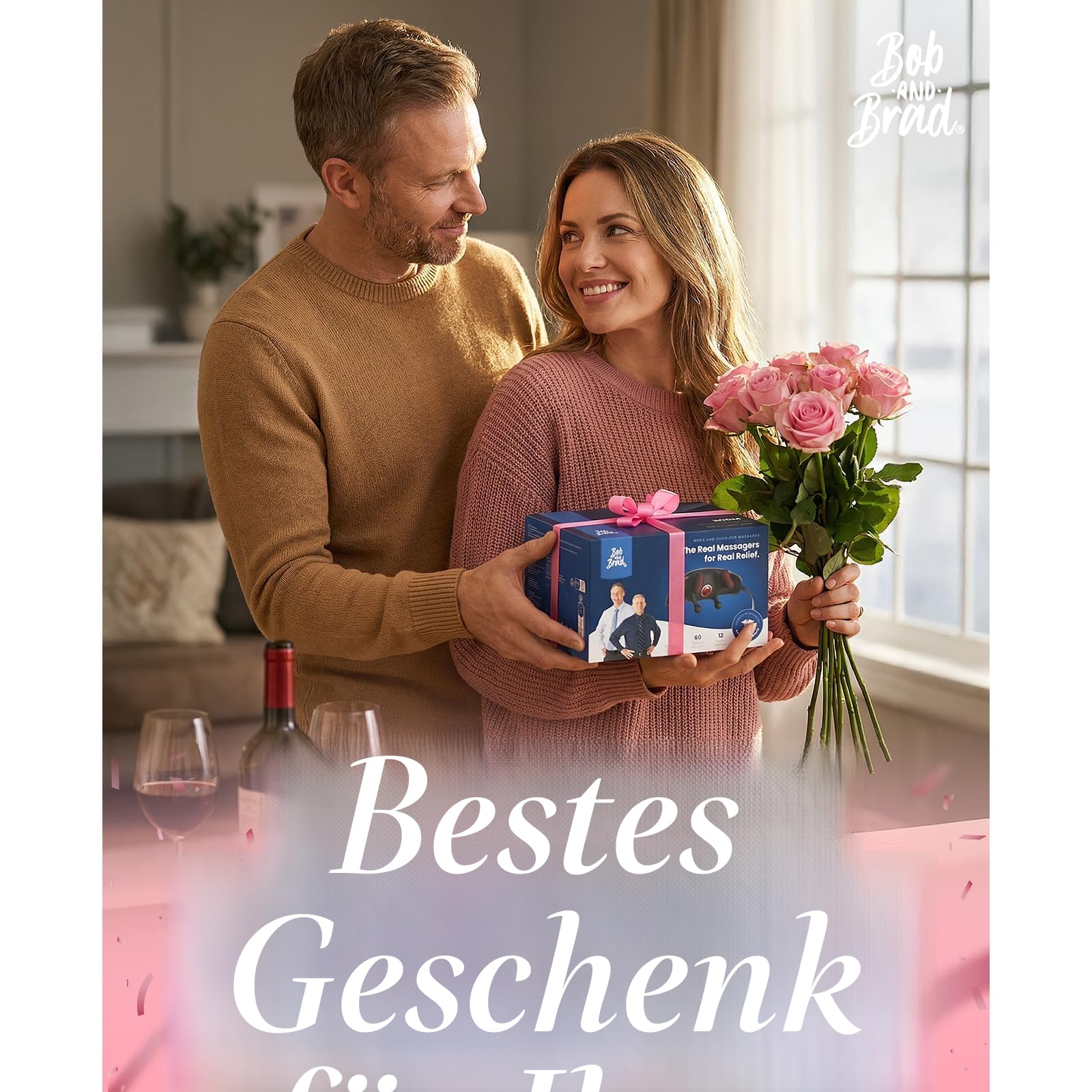 BOB AND BRAD 4D Shiatsu Nackenmassagegerät mit Wärme, Kabelloses & Elektrisch Massagegerät für Nacken, Schultern, 2 Massage- & Temperatur-Stufen, Das Perfekte Geschenk für Männer Frauen