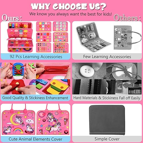 Miniatura 3 de Montessori Busy Board - Juguete educativo para niños de 1, 2, 3, 4 años, actividades sensoriales, habilidades motoras finas, actividades de