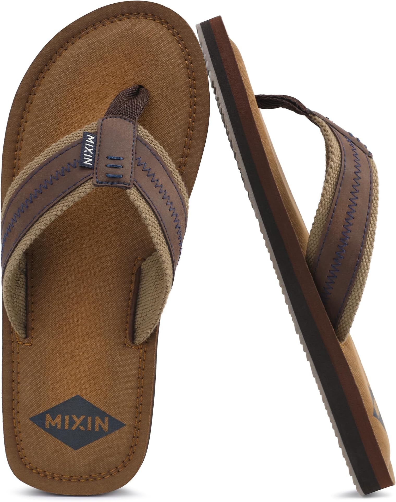 MIXIN Mens Flip Flops with Arch Support Comfortable Cushion Slip-On Walking Thong Sandals