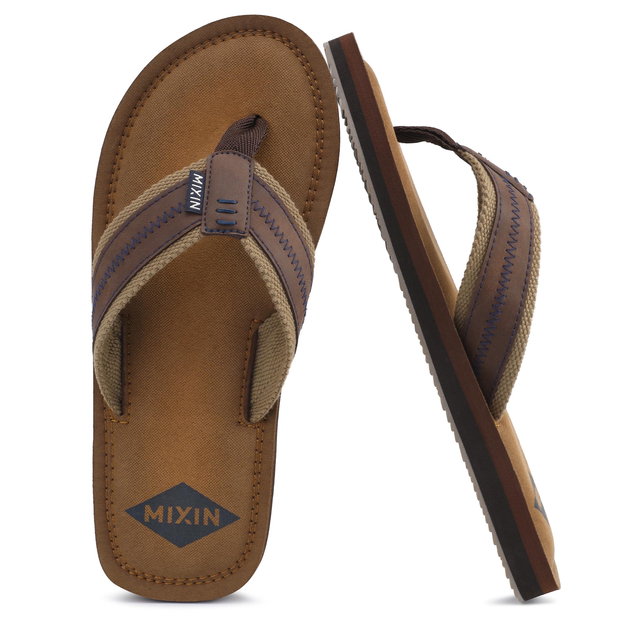 MIXIN Mens Flip Flops with Arch Support Comfortable Cushion Slip-On Walking Thong Sandals
