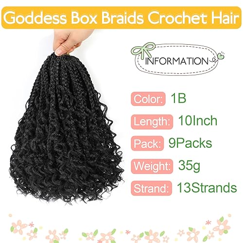 Miniatura 2 de Fulcrum Goddess Box - Trenzas de ganchillo de 10 pulgadas, paquete de 9 paquetes de trenzas de ganchillo para mujeres negras, trenzas de ganchillo