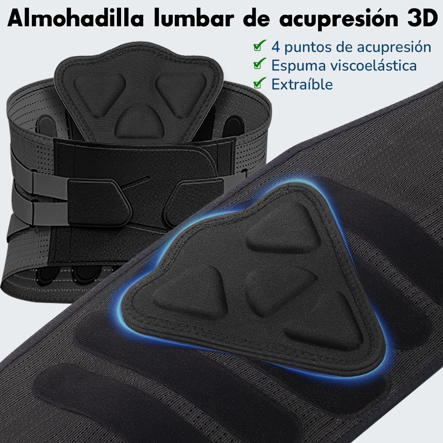 Faja Lumbar Hombre Mujer con Soporte Biónico, Almohadilla de Apoyo 3d, Férulas Ergonómicas, 8 Puntos de Compresión, Malla Elástica Transpirable, Dolor Espalda, Ciática, Trabajo, Postura (XL)