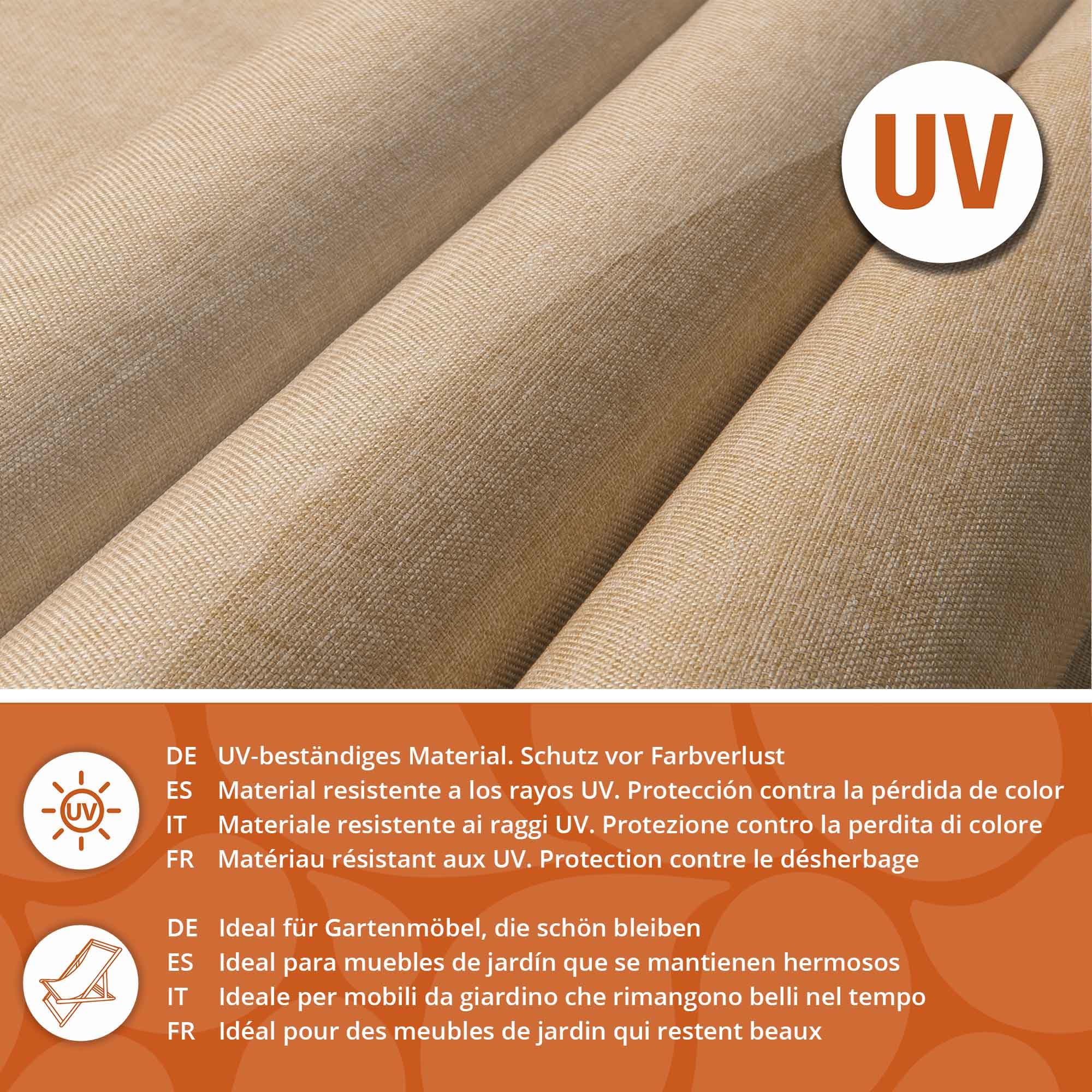 DreamRoots Tessuto Impermeabile al metro 160 cm, 220 g/m² 600D, Stoffa a Metro per Cuscini Esterni Desert sand 2M