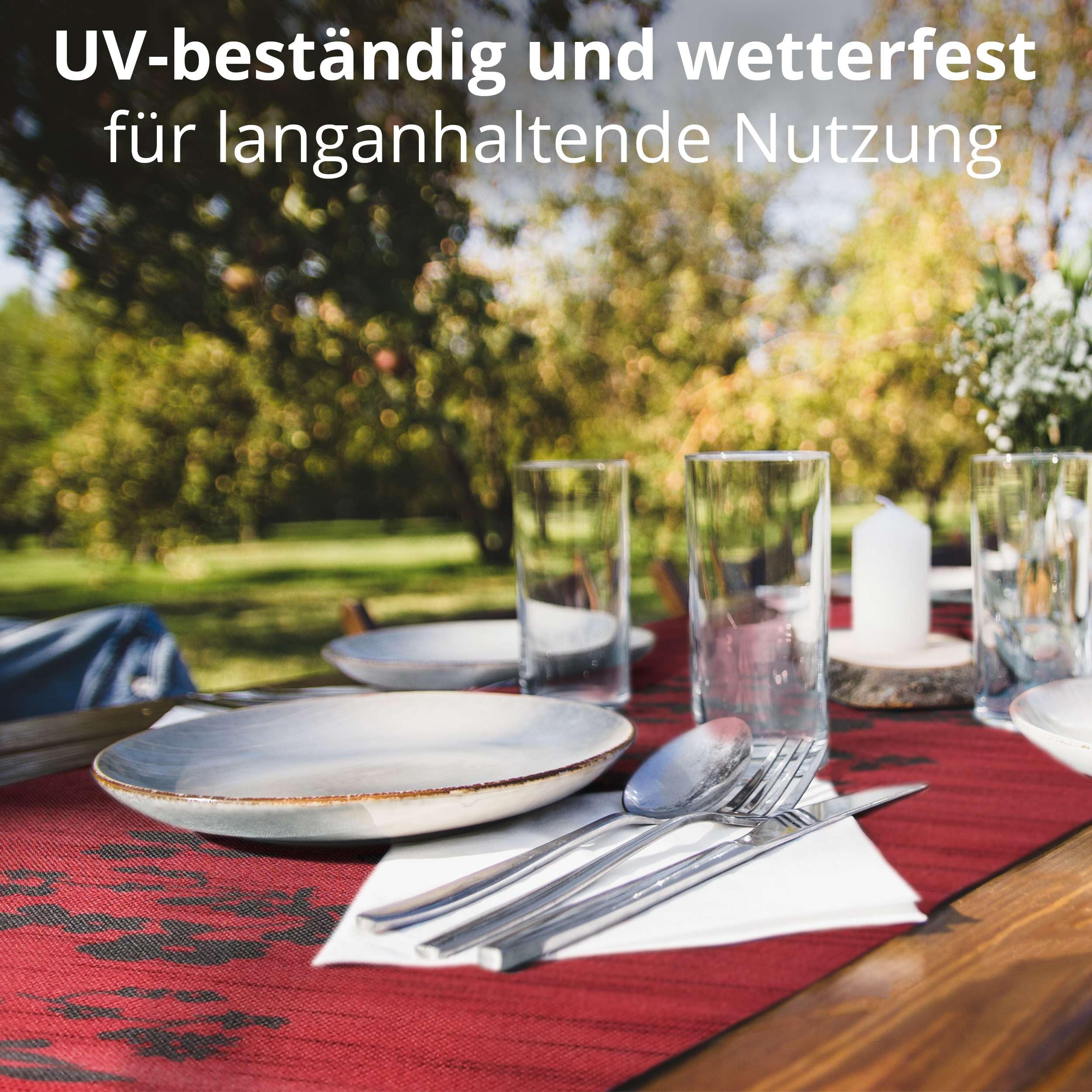 Sun Garden Tischläufer Vanity Rot – 40x150 Cm, 100% Polyester, Waschbar Bei 40°C