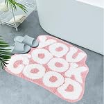 You Look Good Tapis de bain Mignon Rugs de salle de bains, tapis de décoration salle de bain rose doux & Tissu de corail en peluche absorbante, matelas de bain cool et drôle, non lavable à l'eau 25-00x21-00