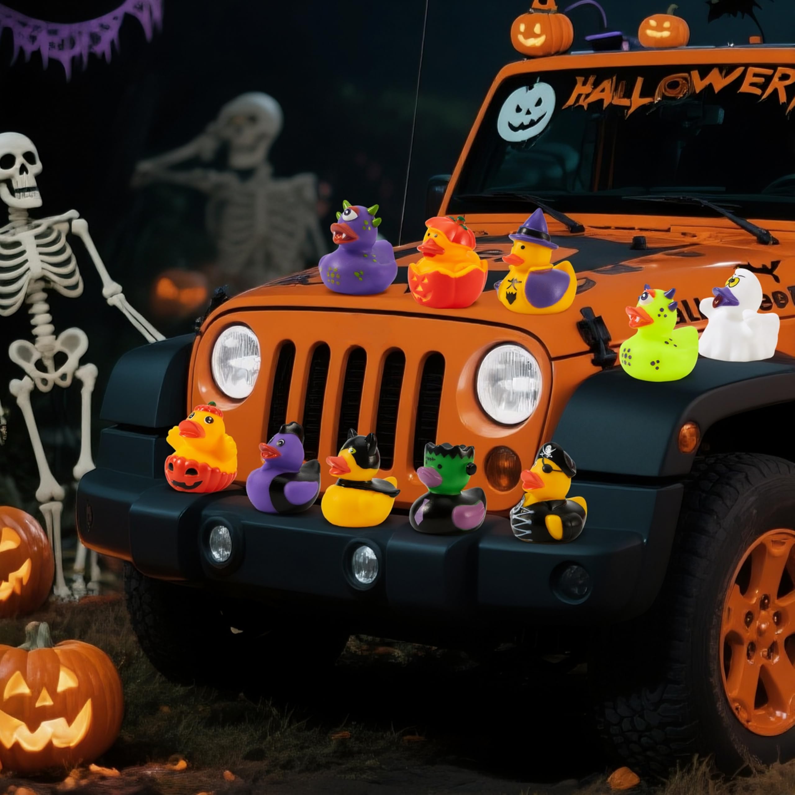 JOYIN 36 juguetes de baño de patos de goma para Halloween, para regalos de fiesta de Halloween, juguetes de baño para bebés, premios en el aula