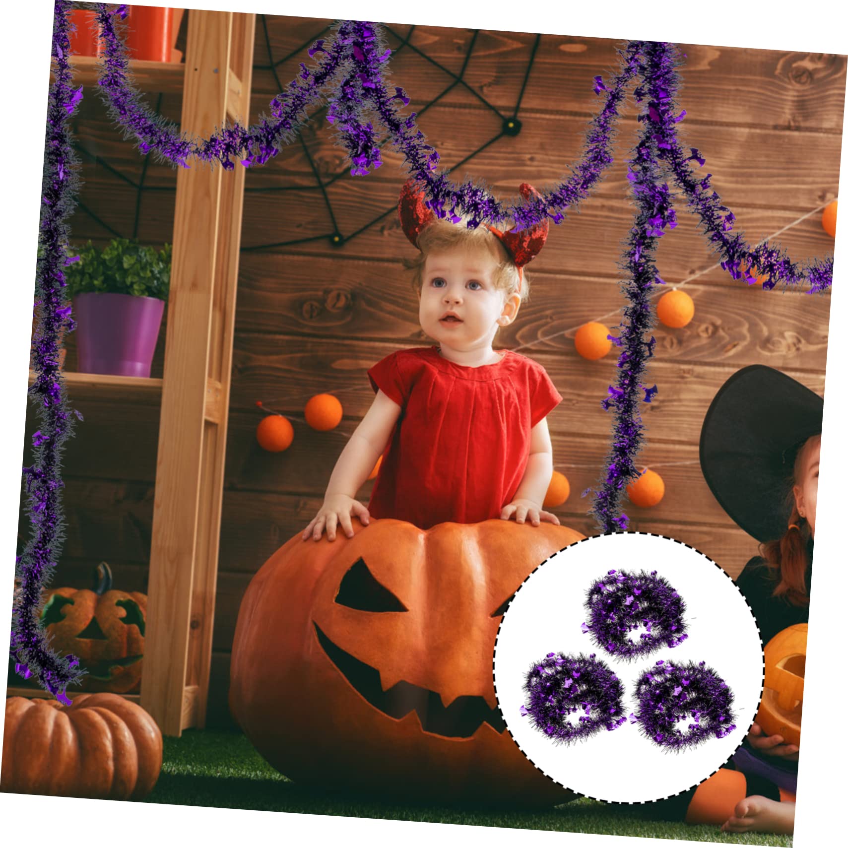 Ciieeo 9 STK Halloween-Dekorationen Halloween atmosphäre Halloween gartendeko Glitzernd Urlaub Lametta Girlande Kürbisgirlande Halloween-Schlafzimmerdekorationen Halloween-Dekorationsraum