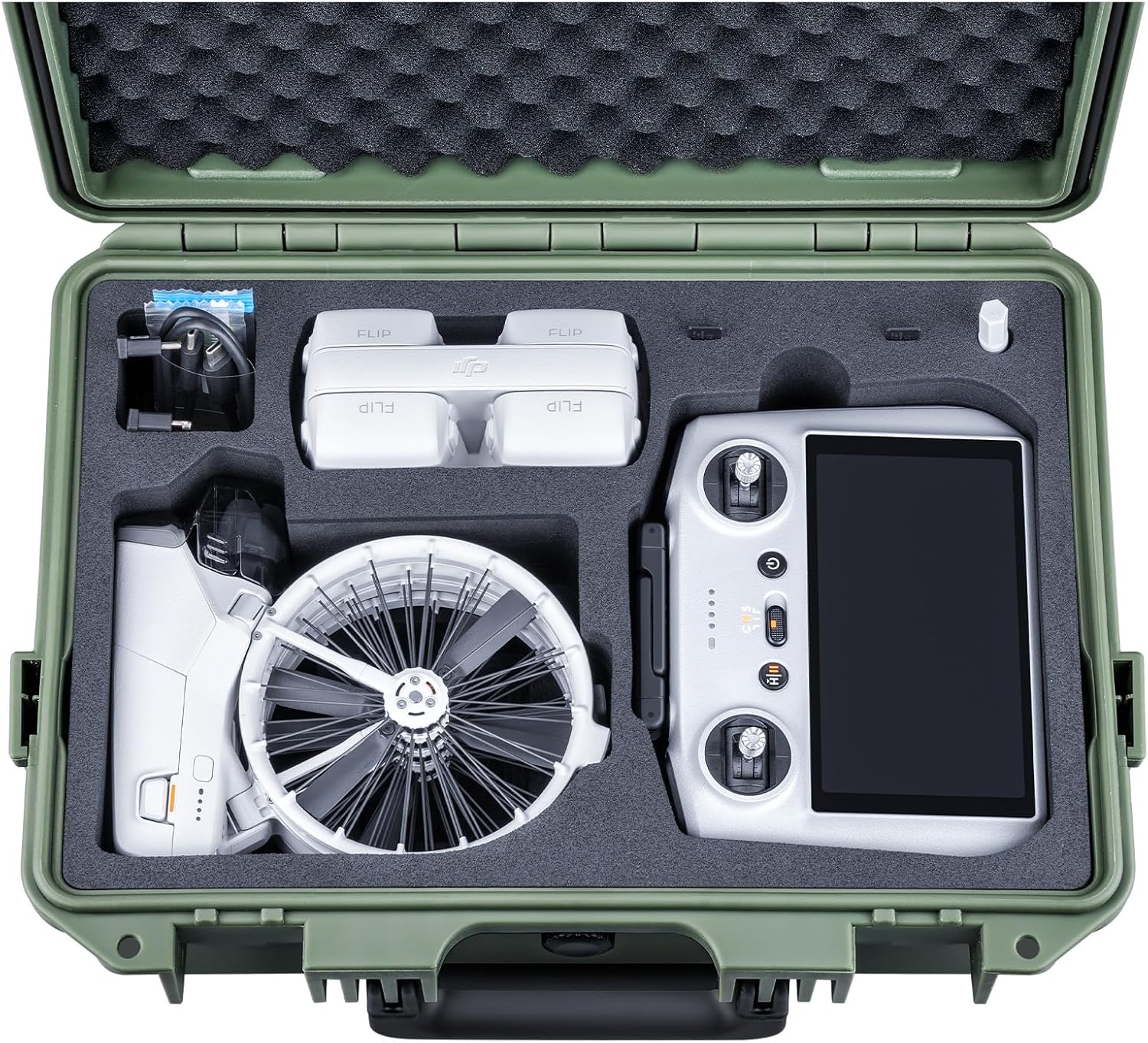Lykus Titan FP110 Waterproof Hard Case for DJI Flip Drone and DJI RC 2/RC-N3, Support Up to 7 batteries [CASE ONLY]