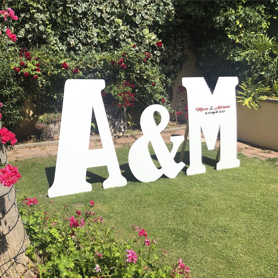 Letras de boda grandes de 80 | 120 cm de alto en madera para la decoración de bodas, decoración aniversarios, cumpleaños, letras de boda grandes, firmas para bodas (Altura 120cm.)