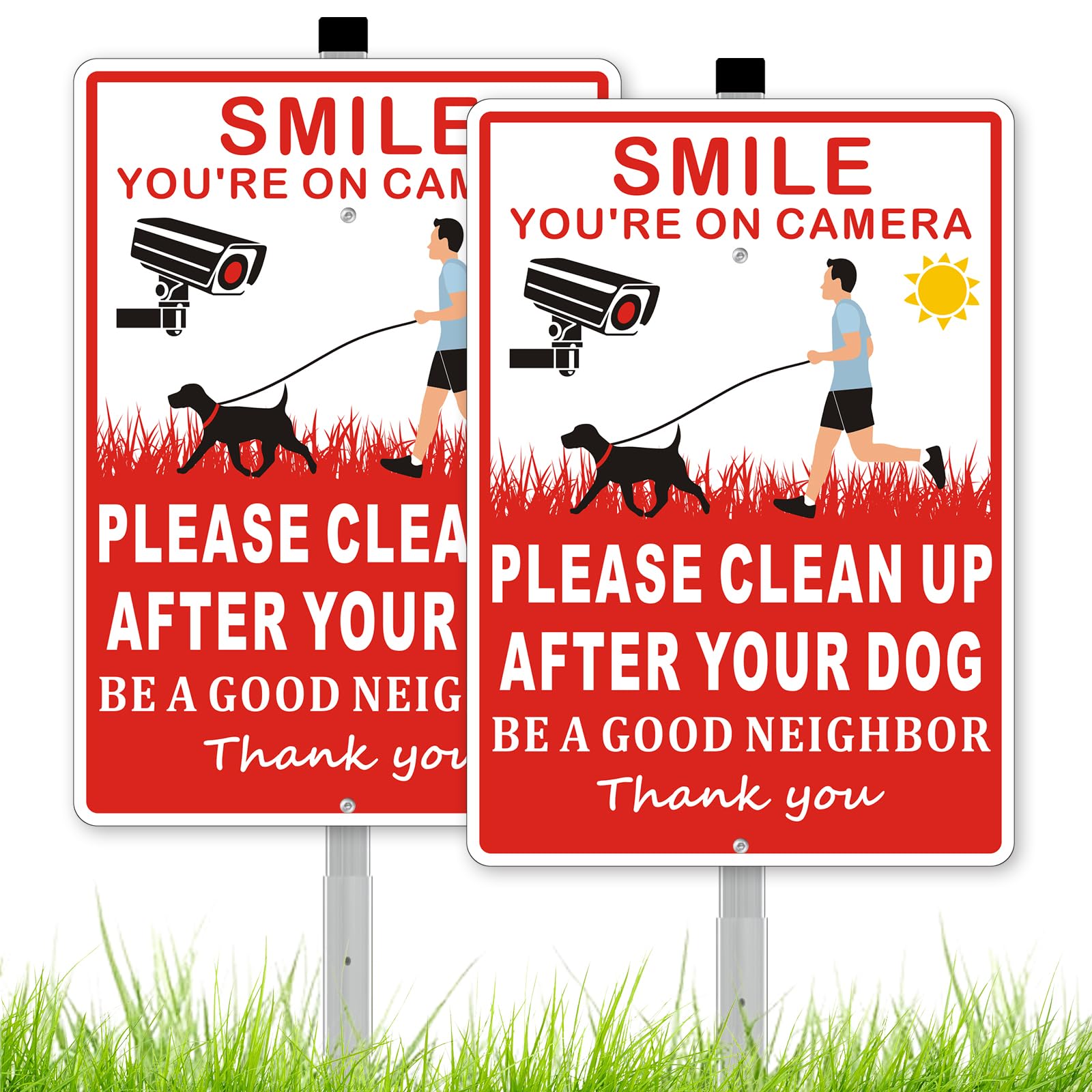 2 cartelli Clean Up After Your Dog, 30,5 x 22,9 cm, impermeabili, senza sprechi, per cortile, promemoria amichevole per i proprietari di animali domestici senza fare pipì sul prato