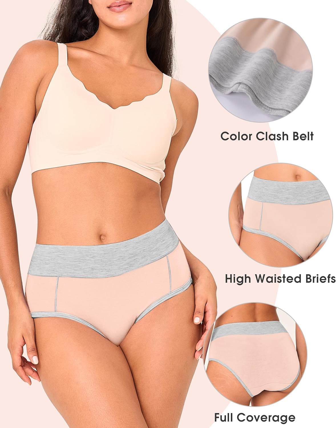 BAMBOO COOL Women's Underwear High Waisted Briefs Full Coverage Soft and Breathable Panties, 5-Pack - Image 5