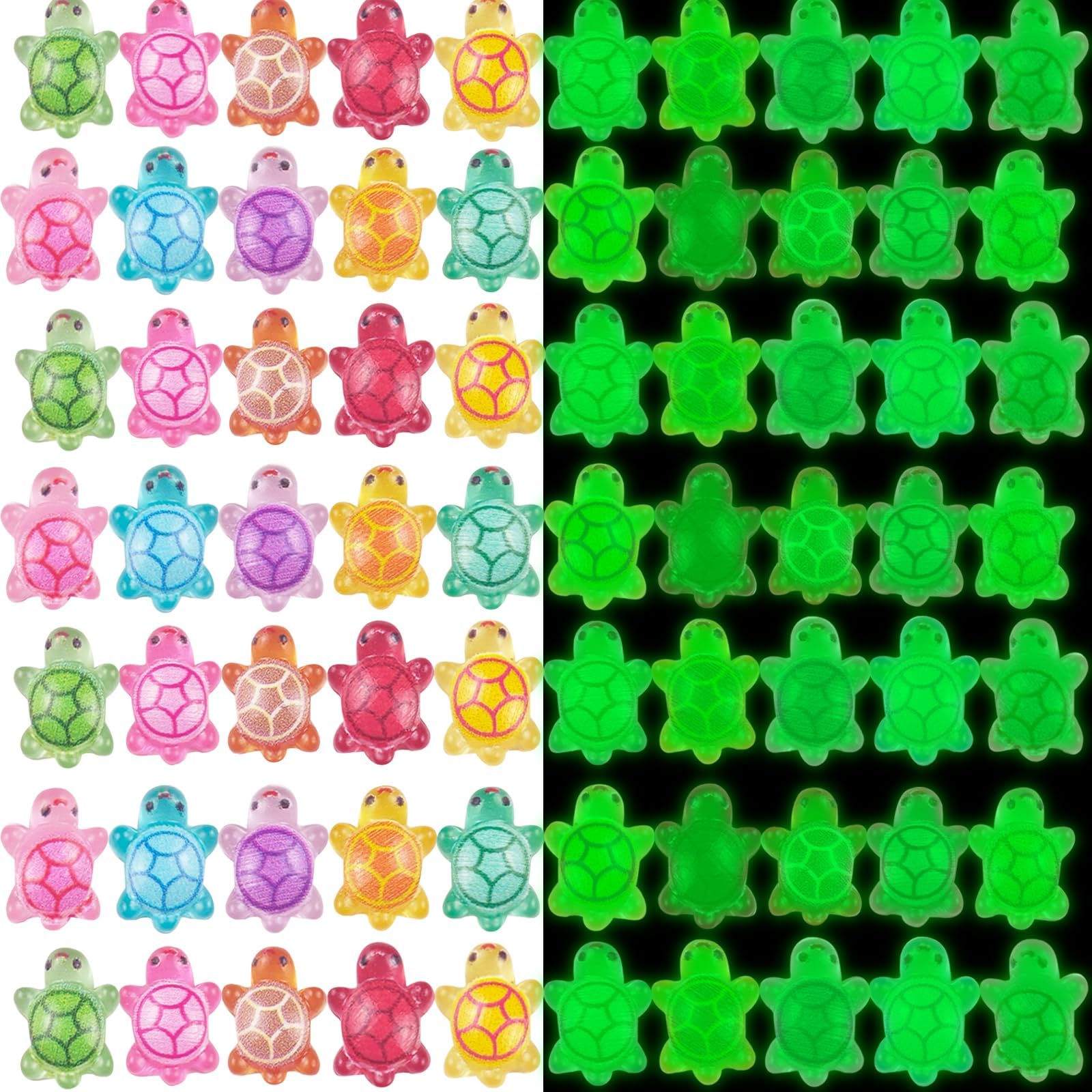 100 Pieces Tiny Turtles for Crafts Luminous Mini Resin Turtles Dollhouse Miniatures Mini Animals for Fairy Garden Micro Landscaping Decoration - Image 3