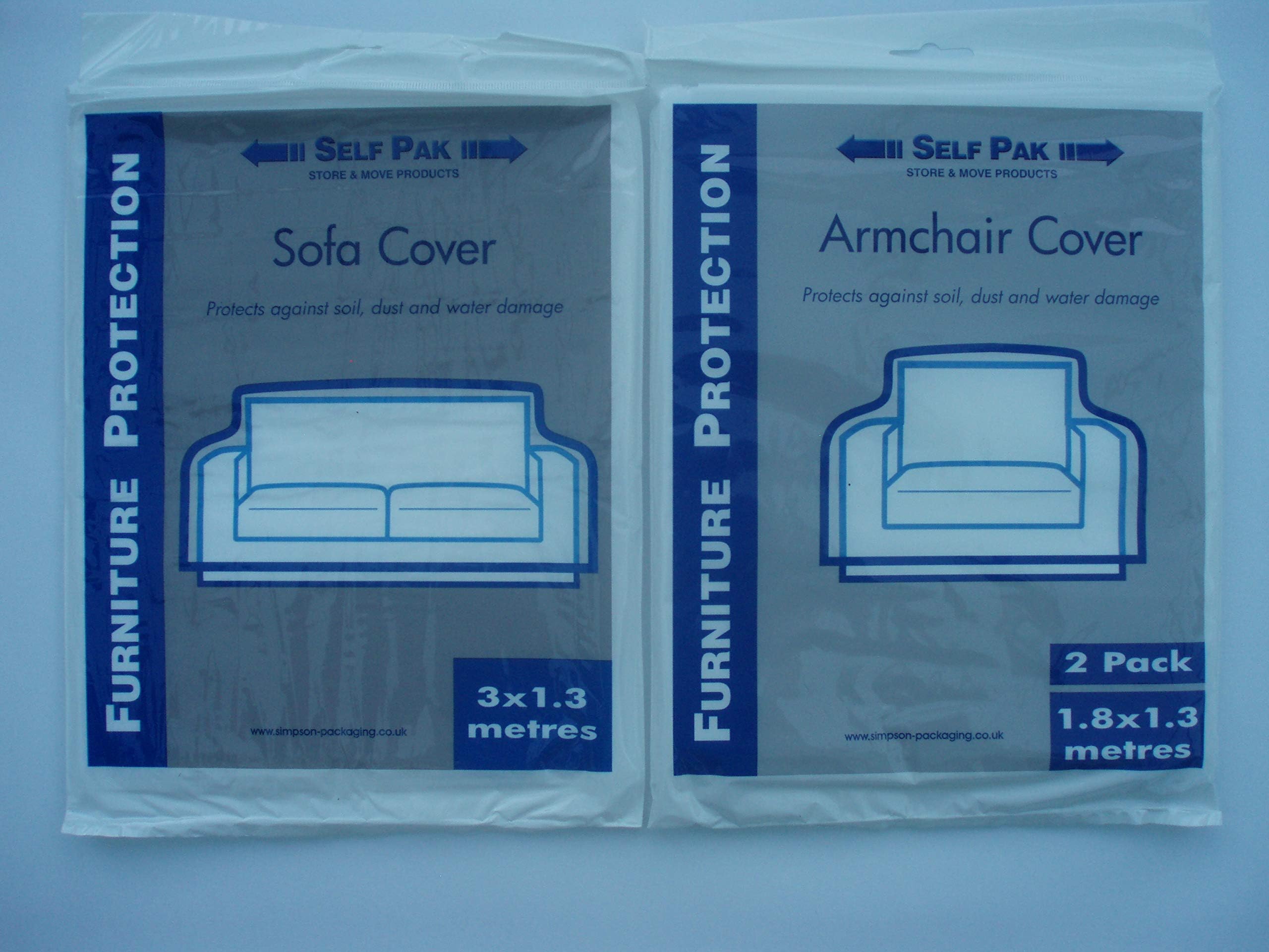 2/3 Seat Sofa Cover plus two Armchair Covers for Moving or Storage (Large Poythene Bags) Money Saving Pack