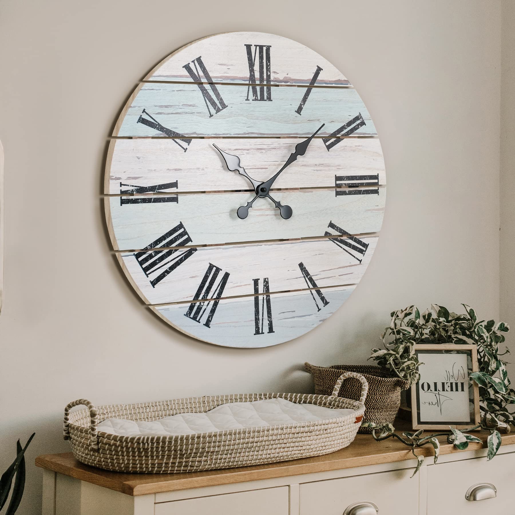 Photo 1 of *SEE NOTES** Mustry Wall Clock - 18 Inch Rustic Solid Wood Wall Clock Battery Operated,