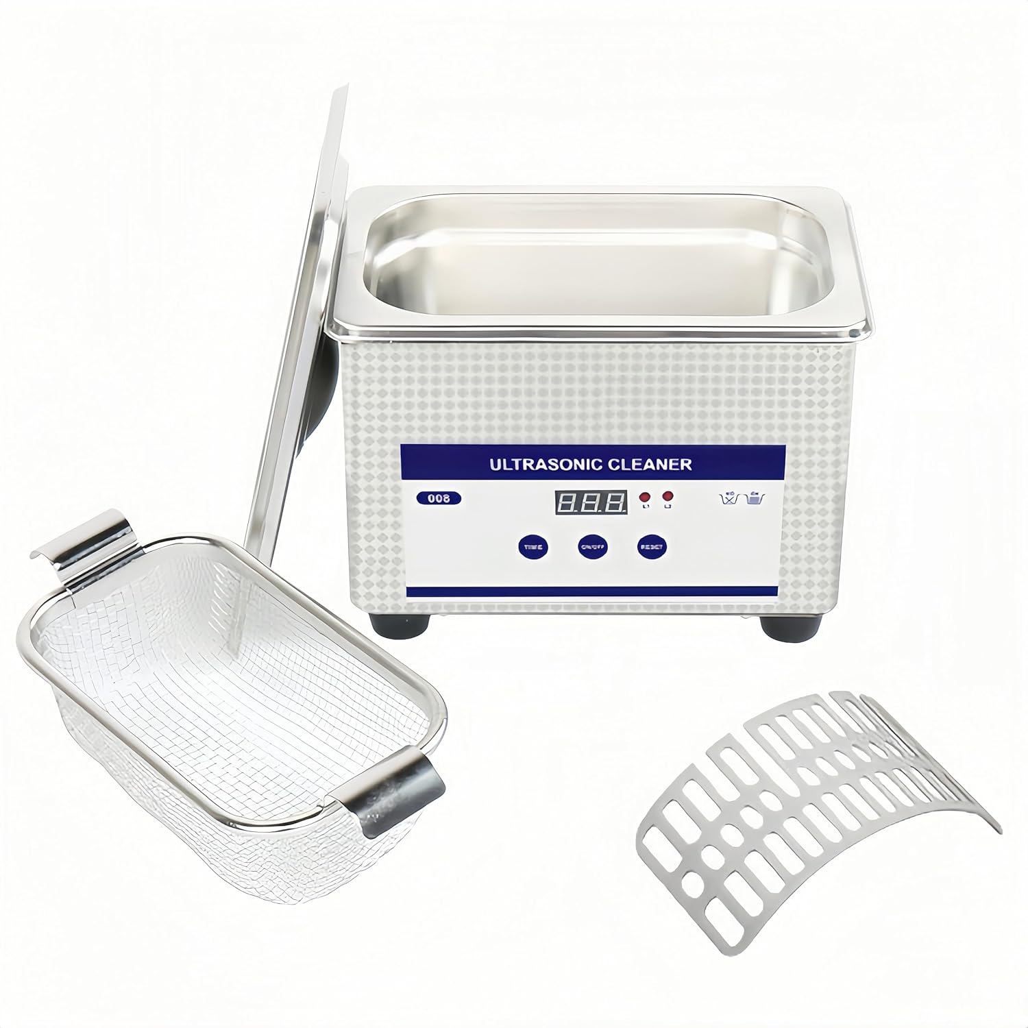 0.8L Ultrasonic Jewelry Cleaner, Professional Small Ultrasonic Industrial Parts Cleaner Machine, Lab Dental Ultra Sonic Cleaner for Jewelry Ring Retainers Eyeglasses Watchbands Makeup Brushes